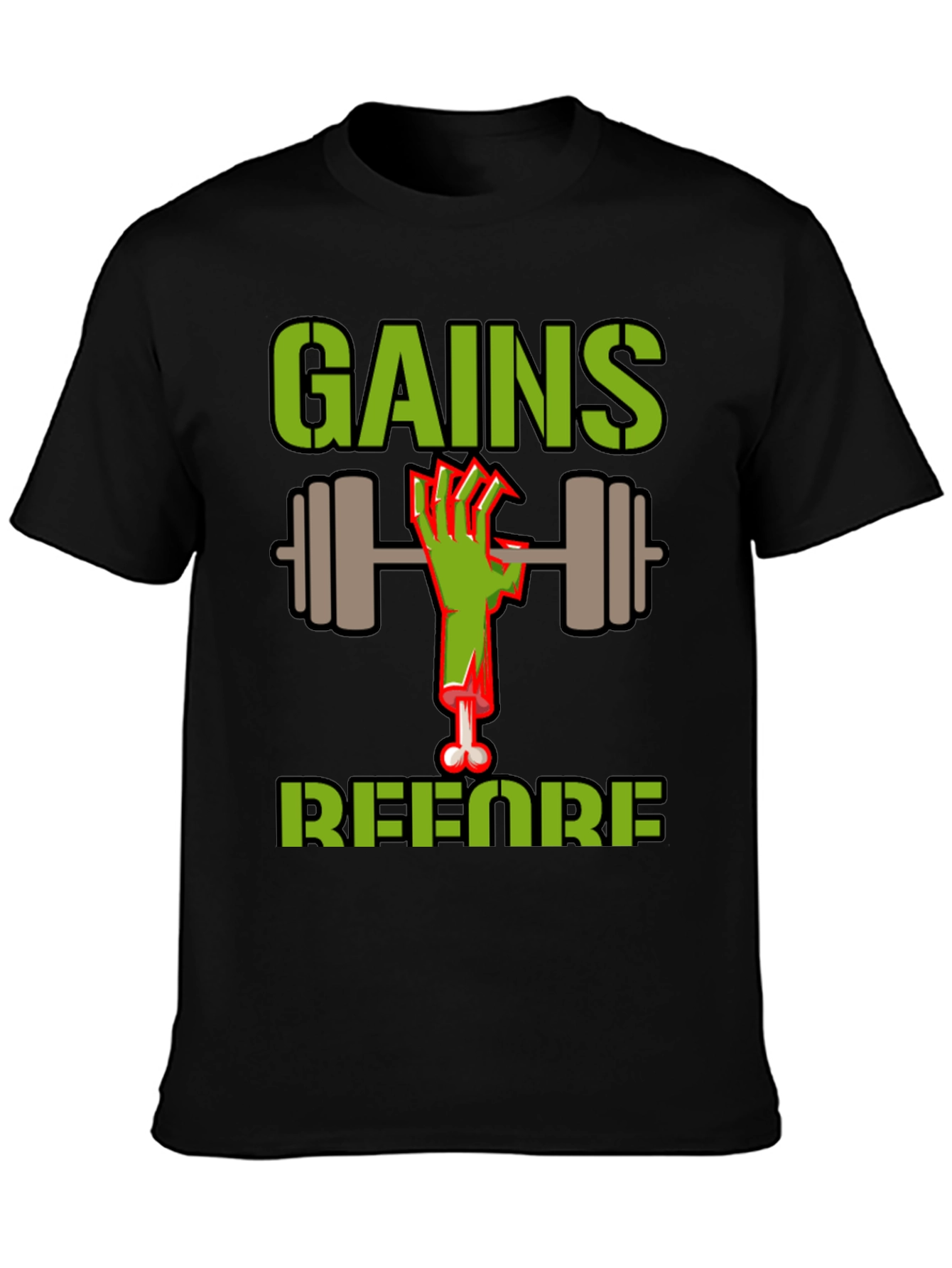 Gains Before Brains Zombie Workout T-Shirt