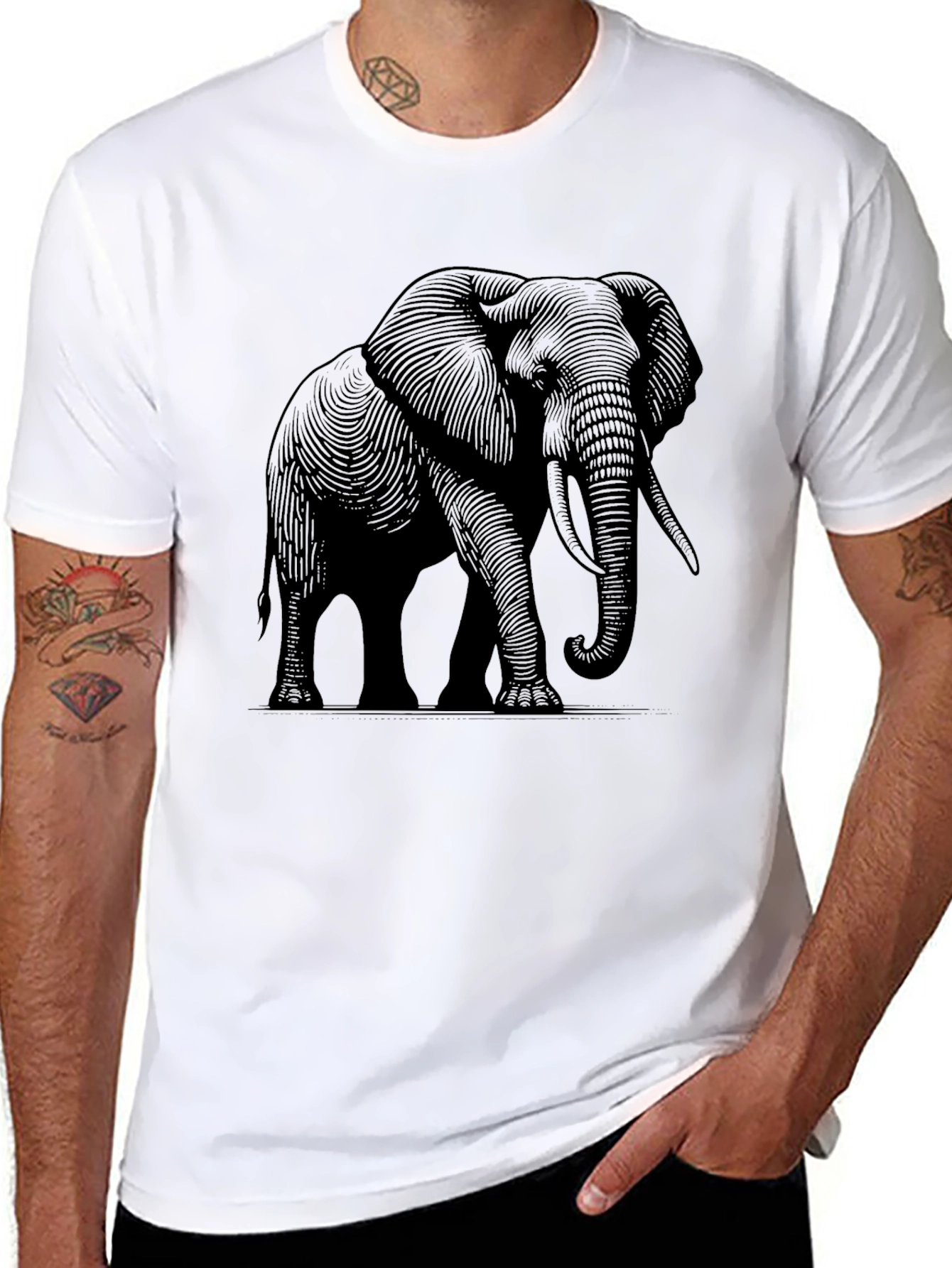 Elephant Graphic Tee - Stylish Black Cotton T-Shirt