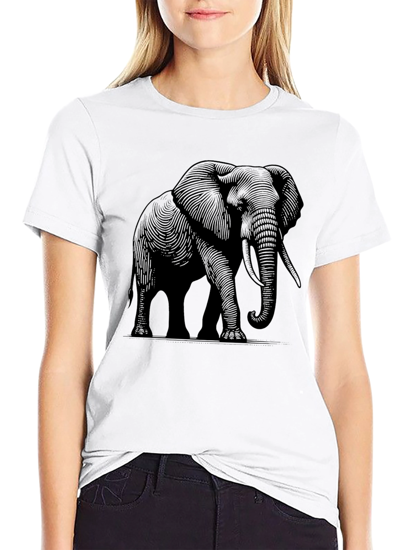 Elephant Graphic Tee - Stylish Black Cotton T-Shirt