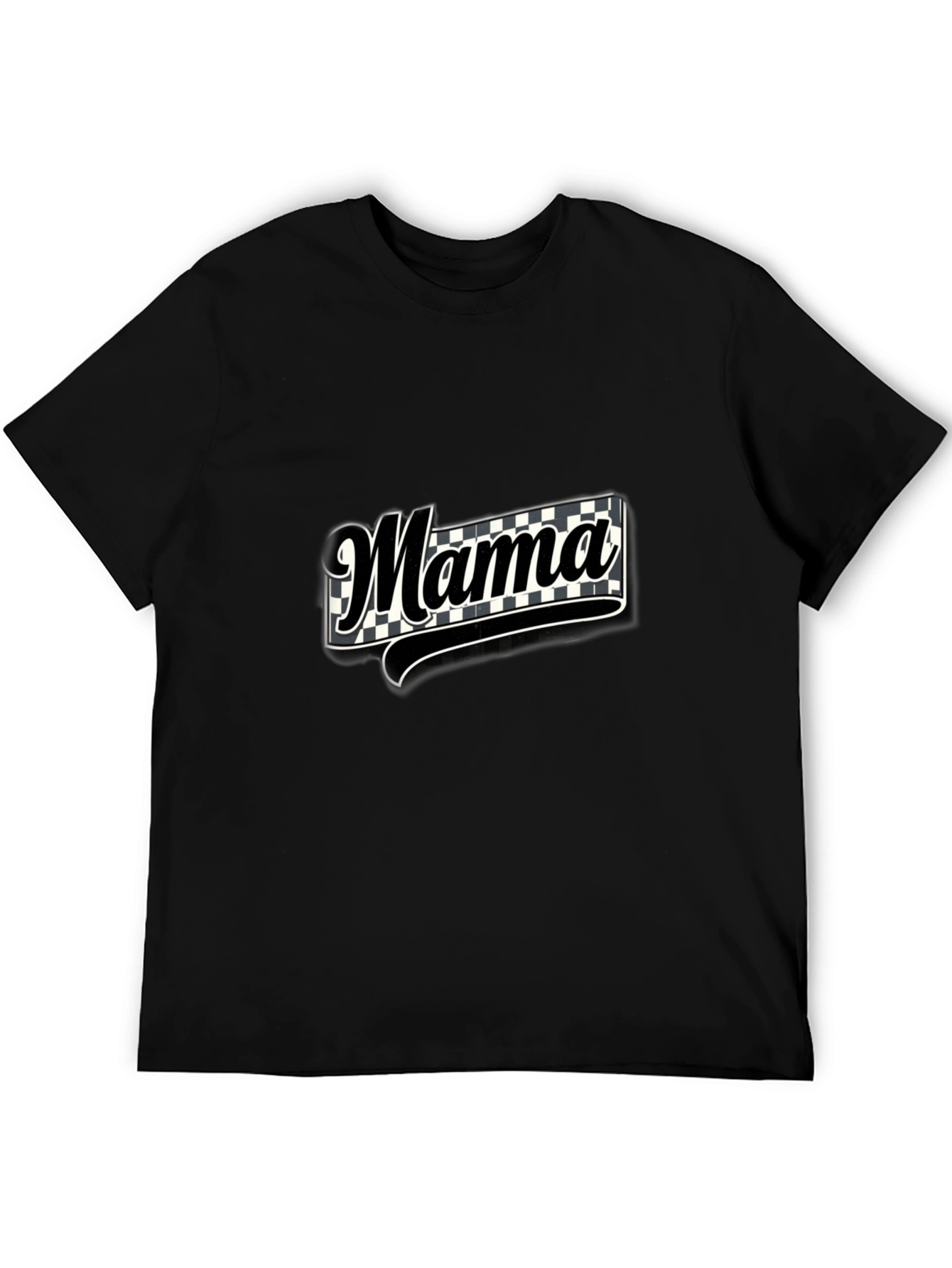 Mama Checkered Graphic Tee - Black T-Shirt
