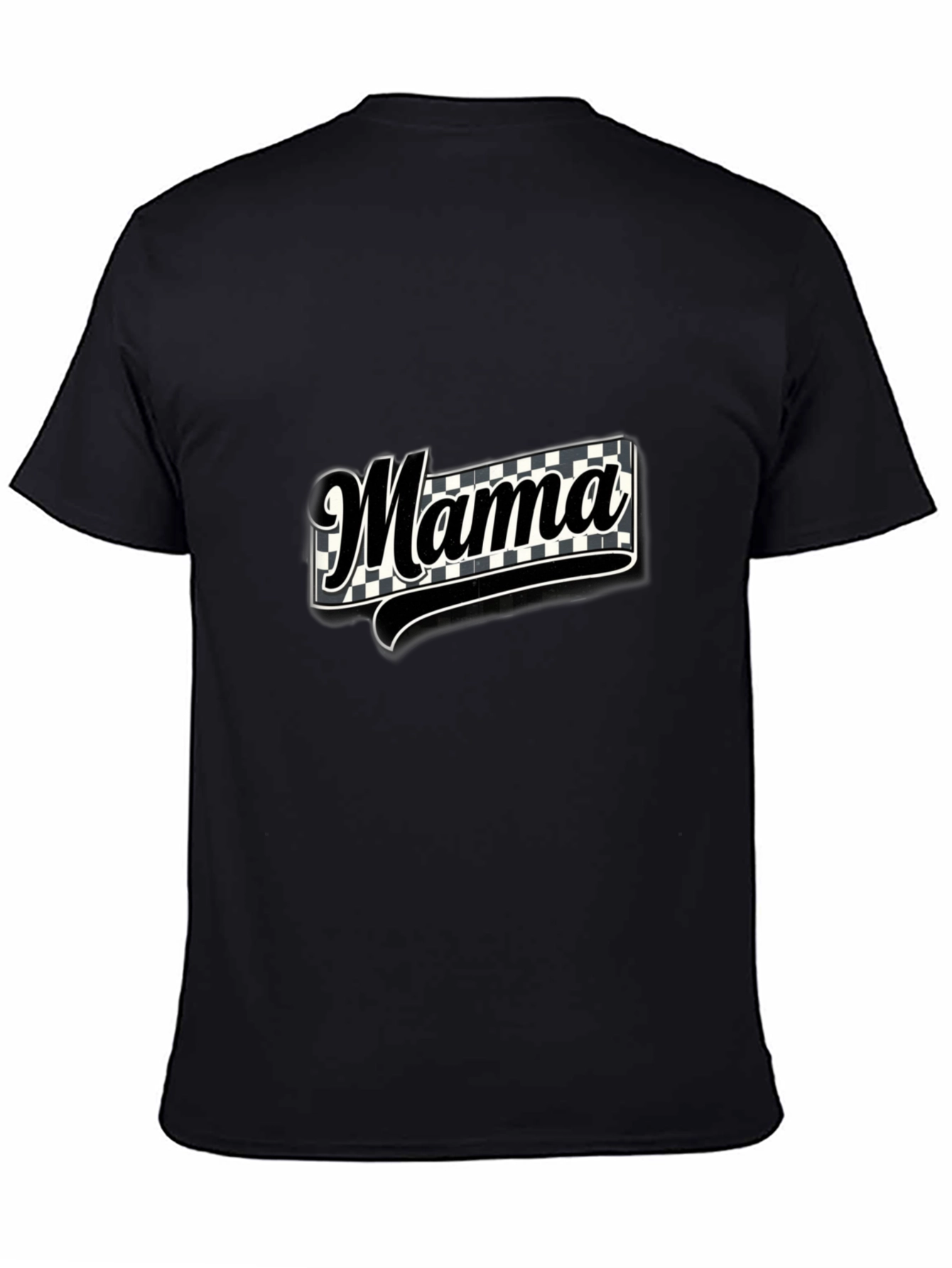 Mama Checkered Graphic Tee - Black T-Shirt