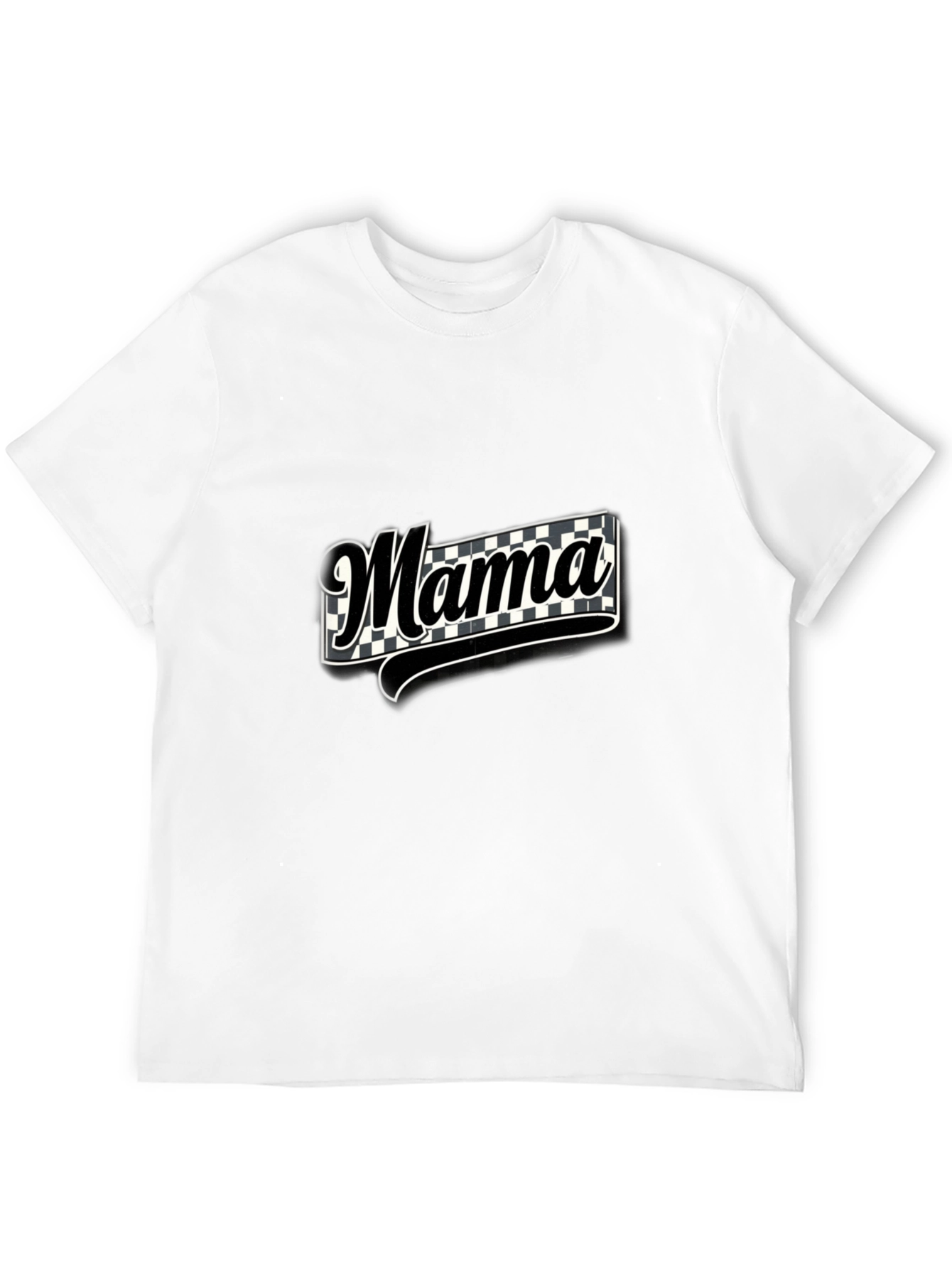 Mama Checkered Graphic Tee - Black T-Shirt