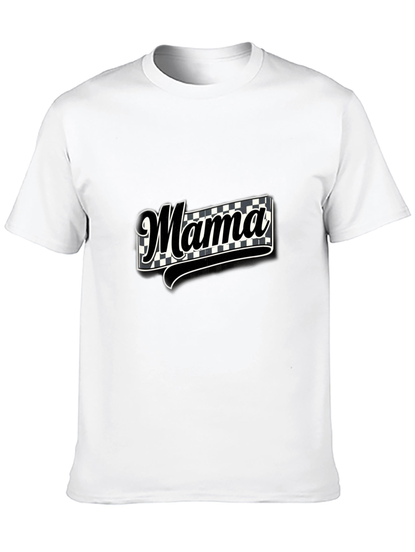 Mama Checkered Graphic Tee - Black T-Shirt
