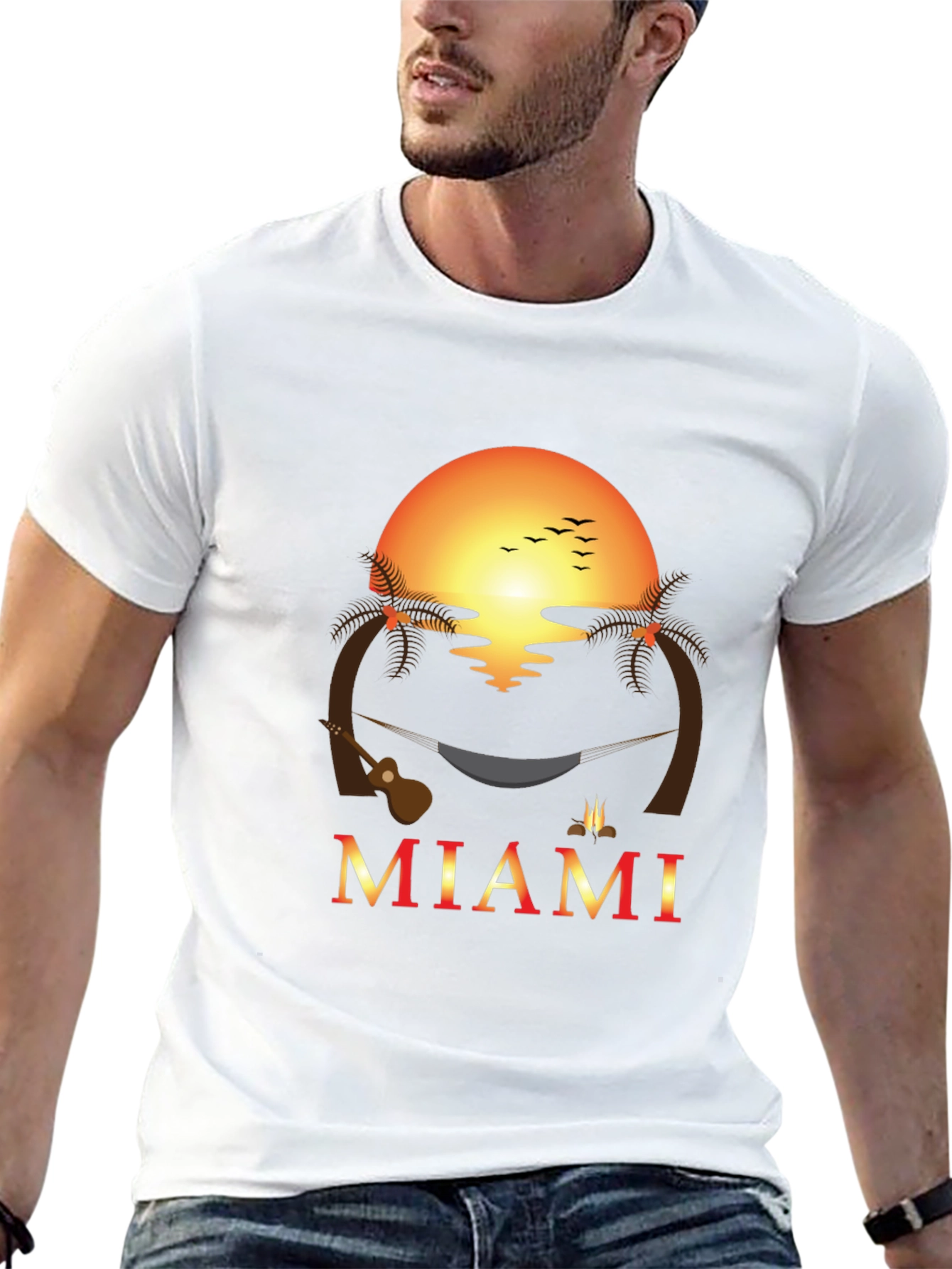 Miami Sunset Graphic T-Shirt - Tropical Getaway Vibes