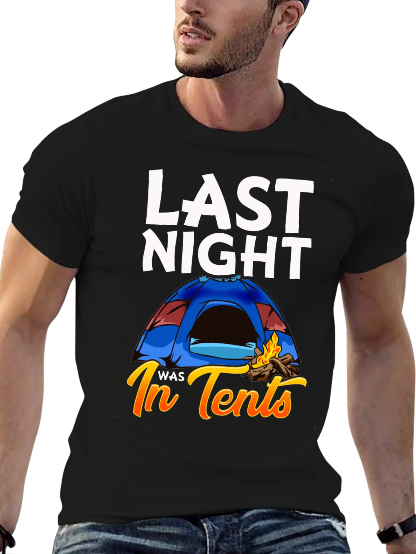Last Night In Tents T-Shirt Funny Camping Tee