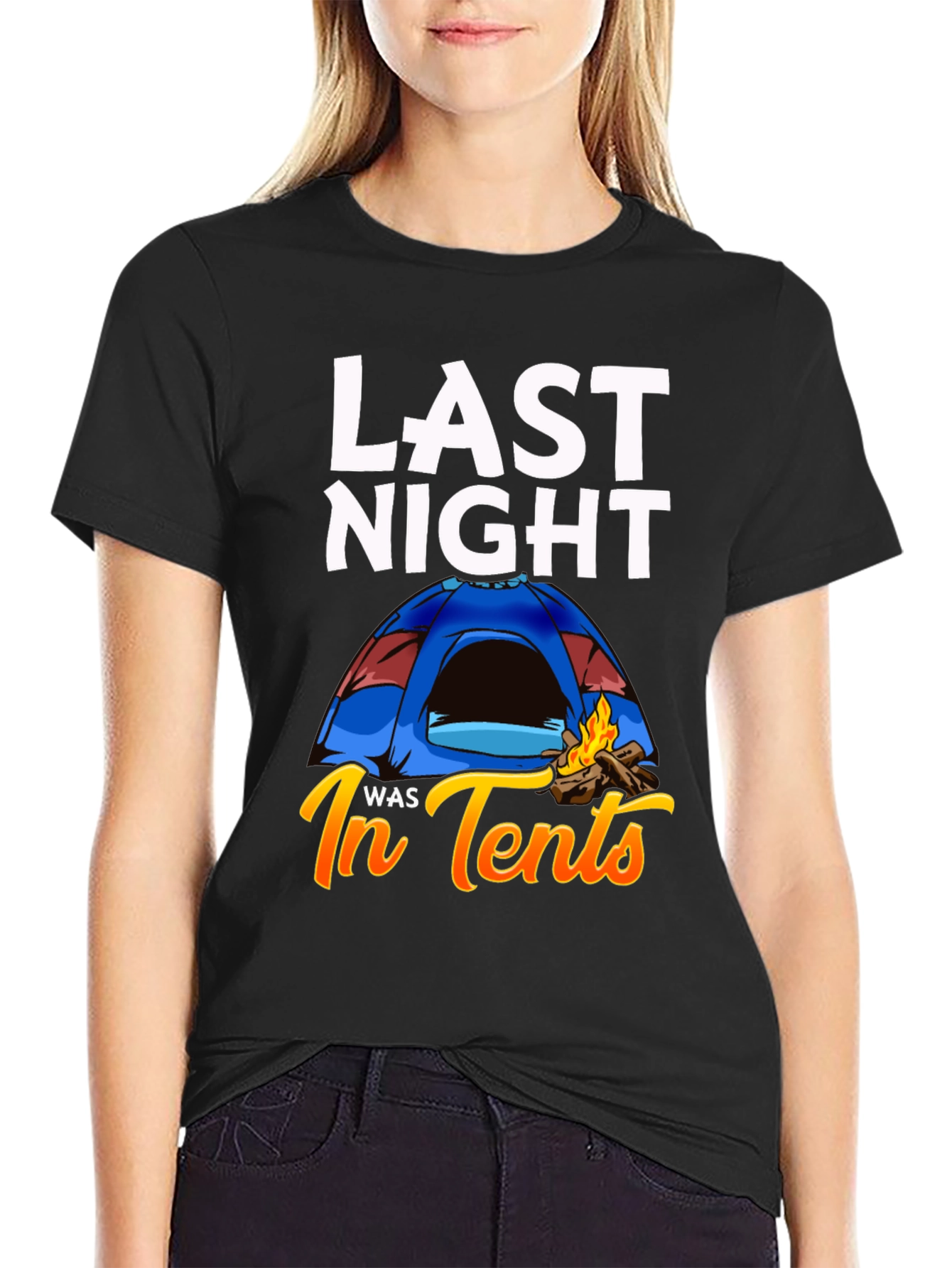 Last Night In Tents T-Shirt Funny Camping Tee
