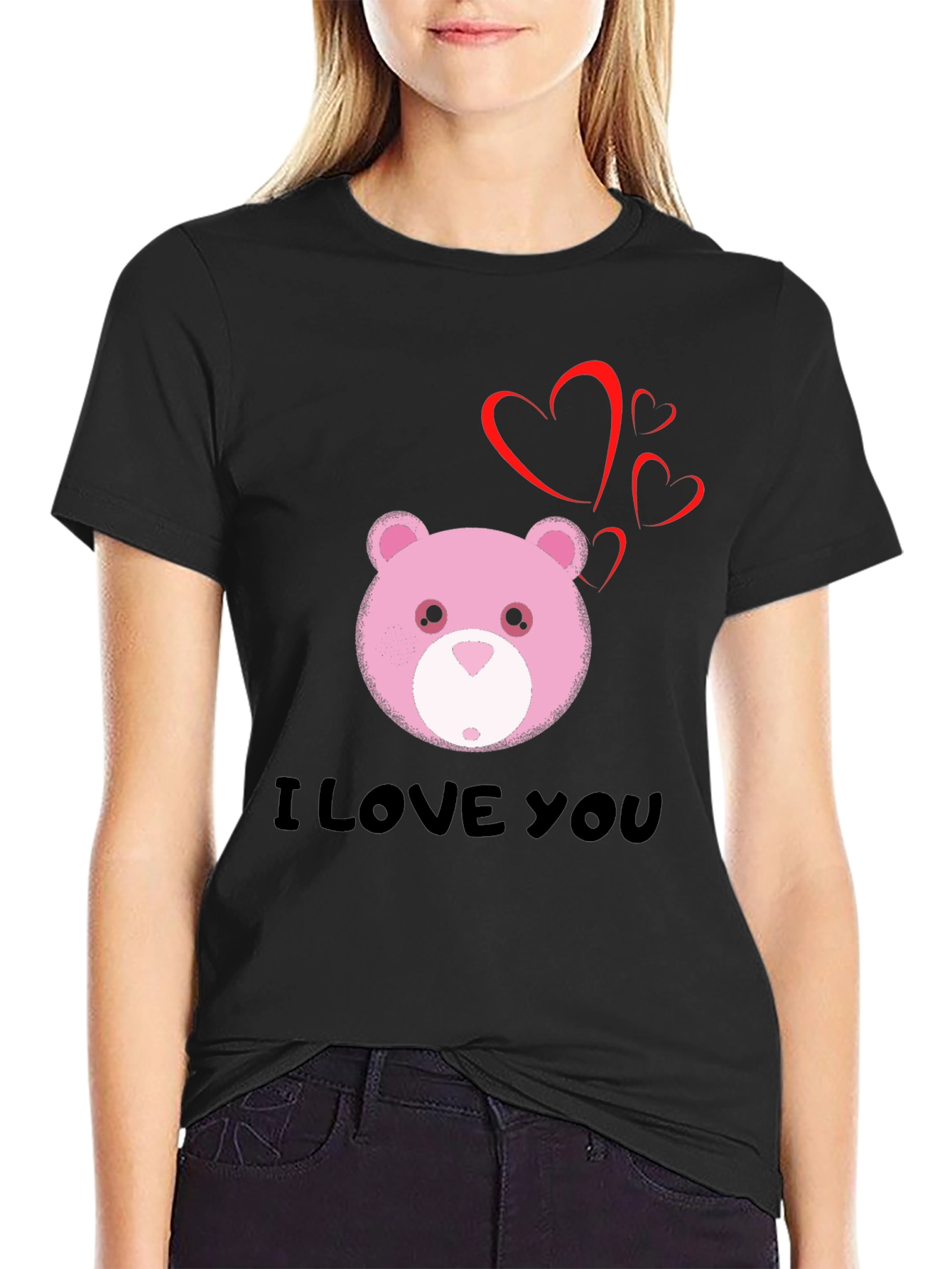 I Love You Bear Graphic Tee - Black
