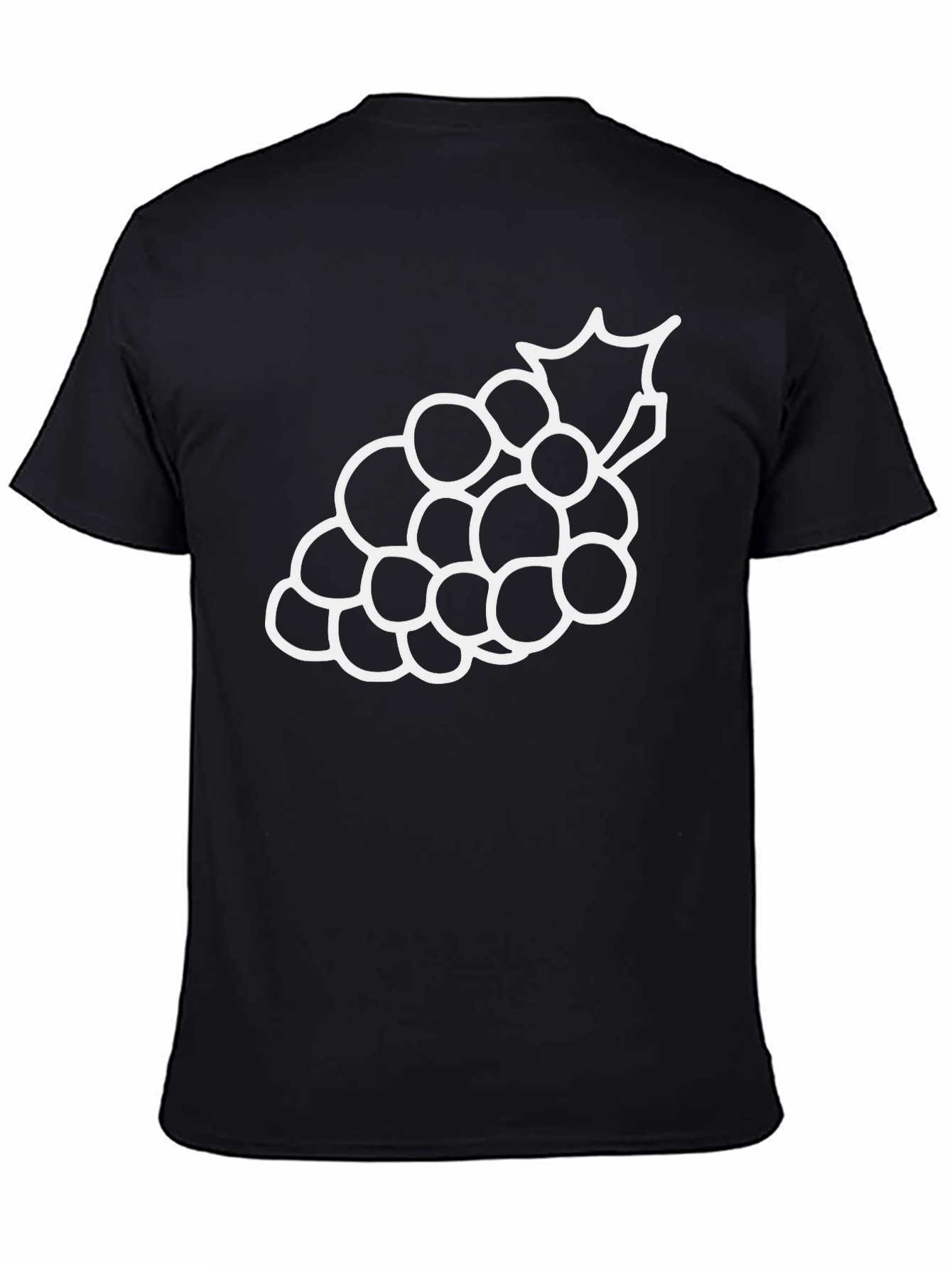 Grape Outline Graphic Tee - Casual Black T-Shirt