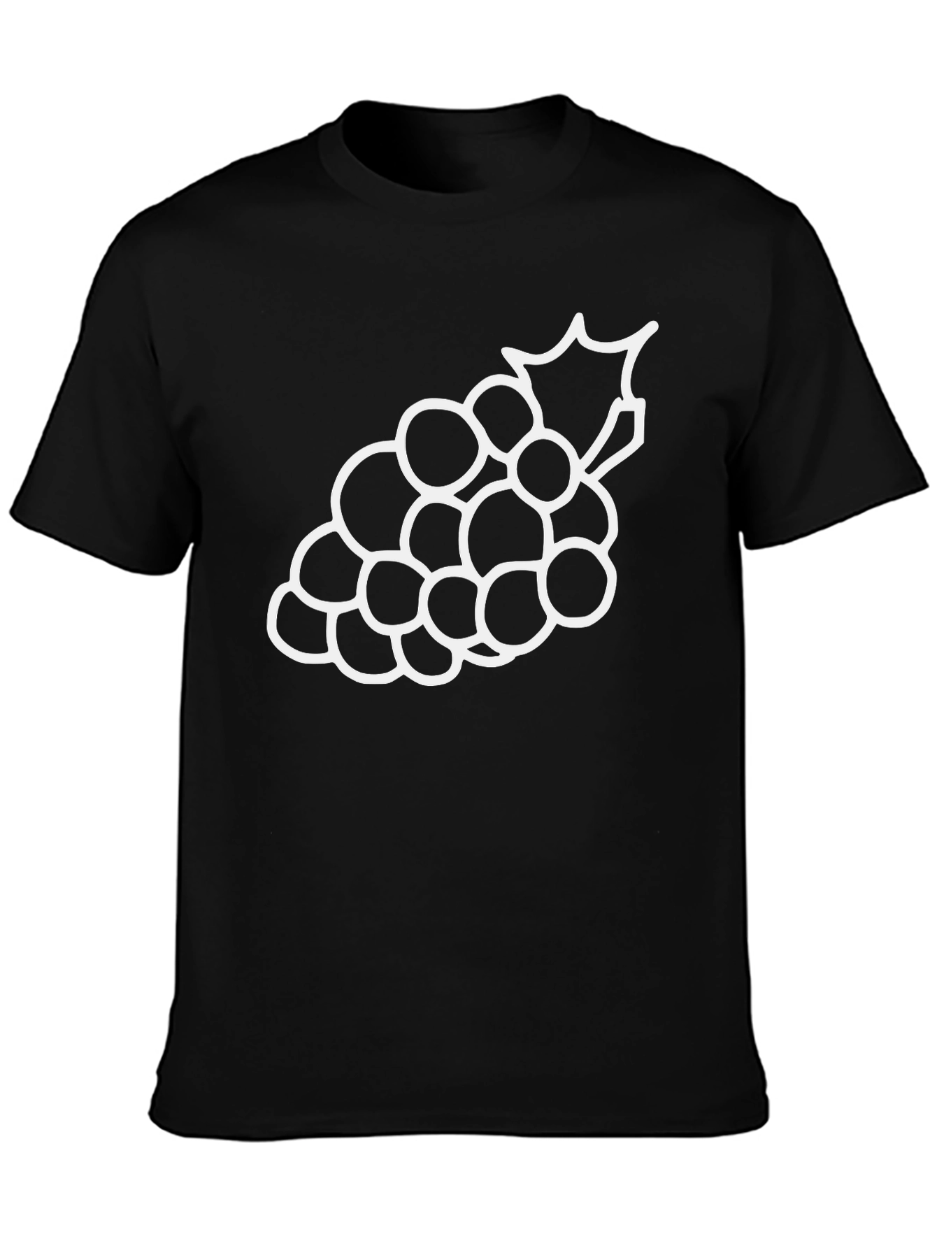 Grape Outline Graphic Tee - Casual Black T-Shirt