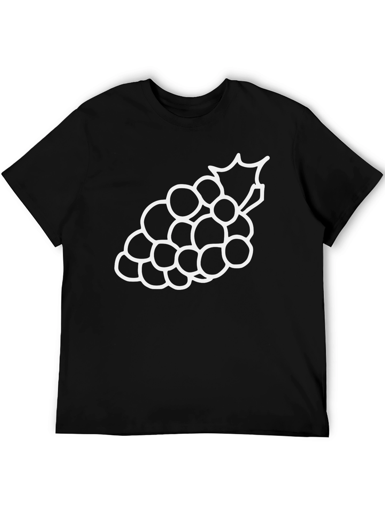 Grape Outline Graphic Tee - Casual Black T-Shirt