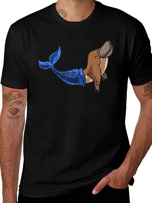 Platypus Mermaid Graphic Tee - Black