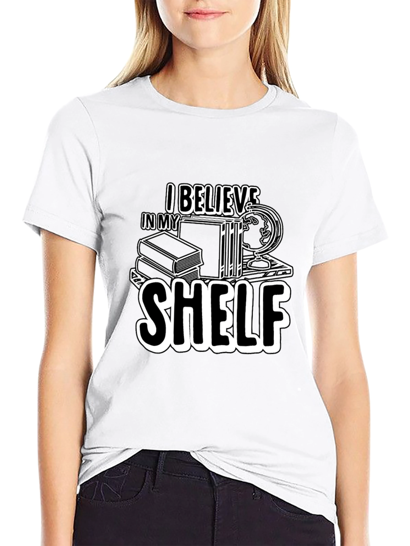I Believe In My Shelf Black T-Shirt
