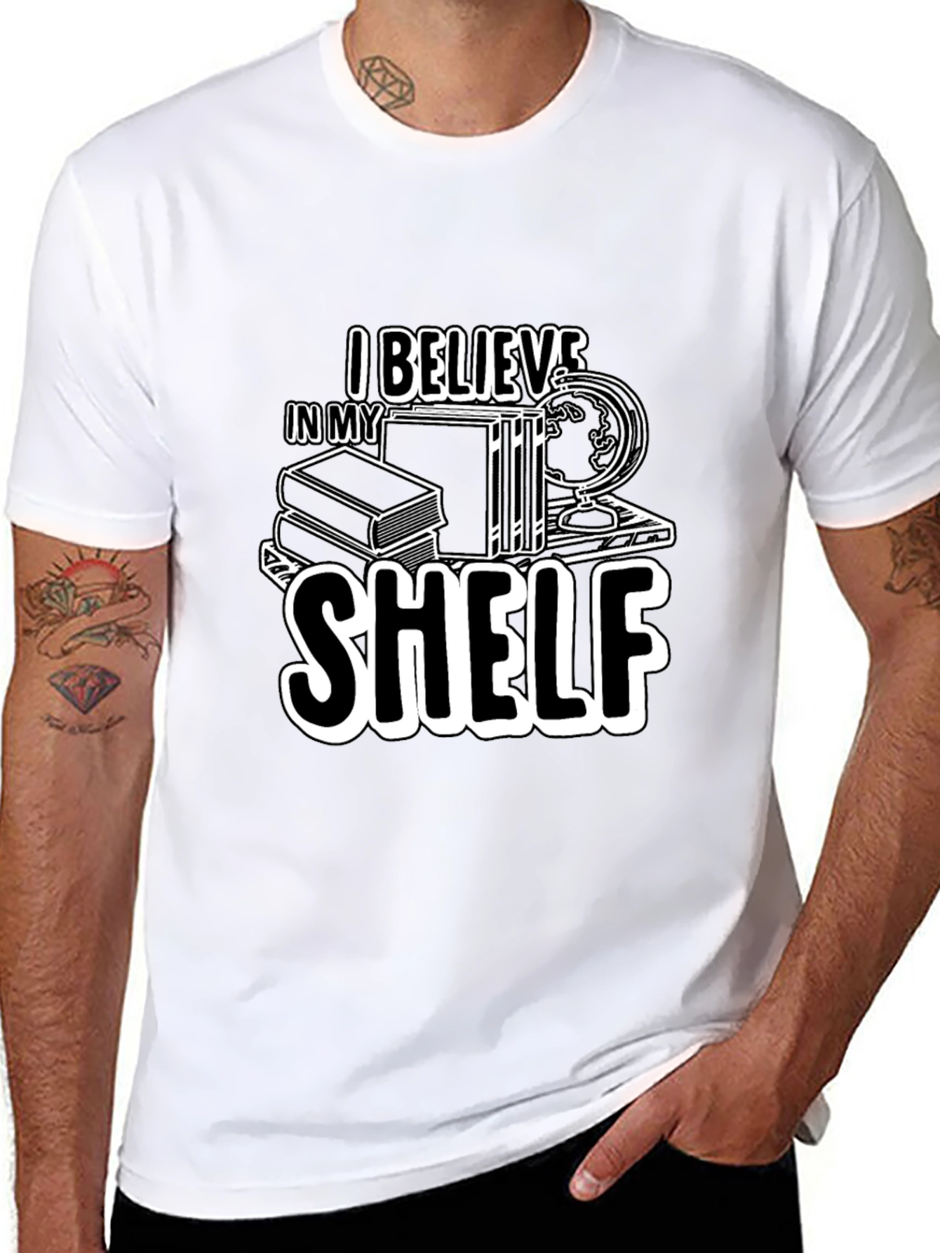 I Believe In My Shelf Black T-Shirt