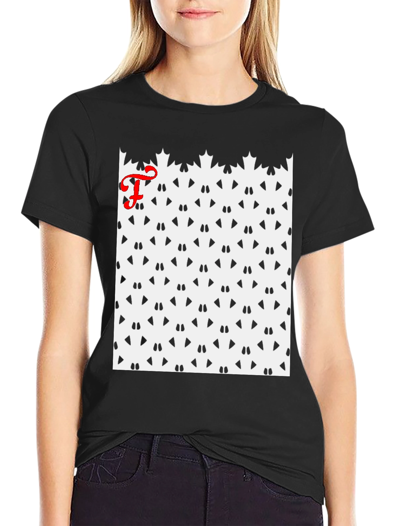 Patterned Tee with Initial