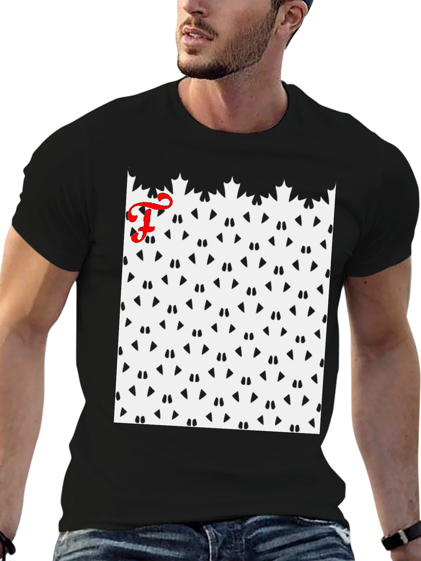 Patterned Tee with Initial
