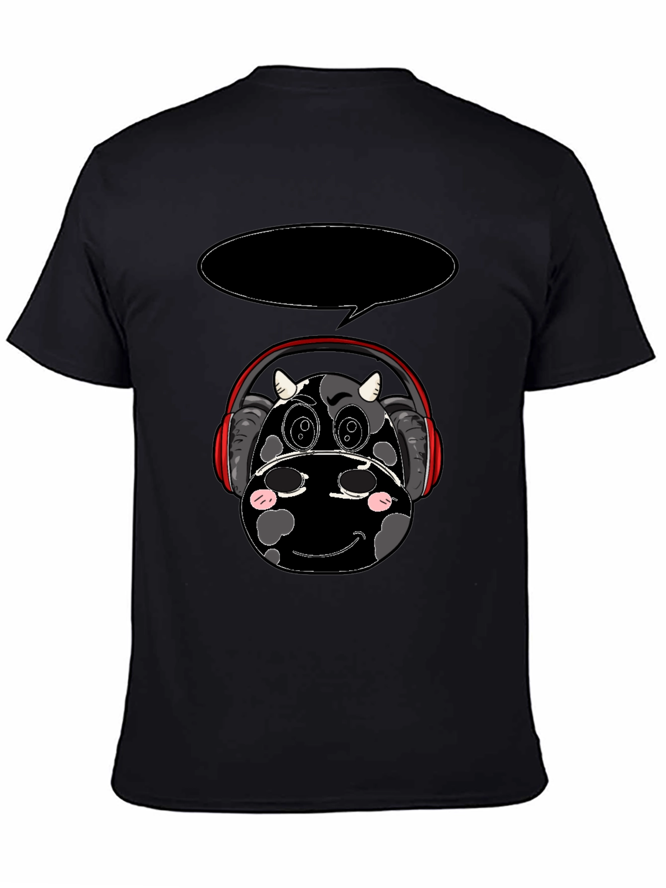Cow Headphone T-Shirt - Black