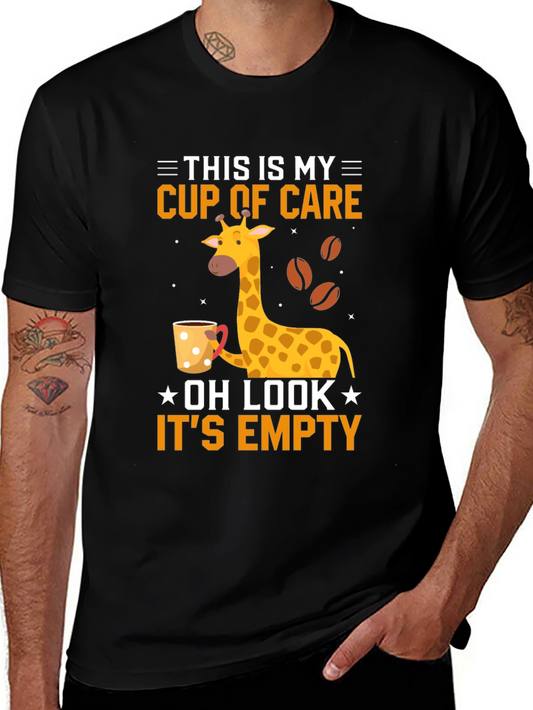 Funny Giraffe T-Shirt - Cup of Care - Empty Cup