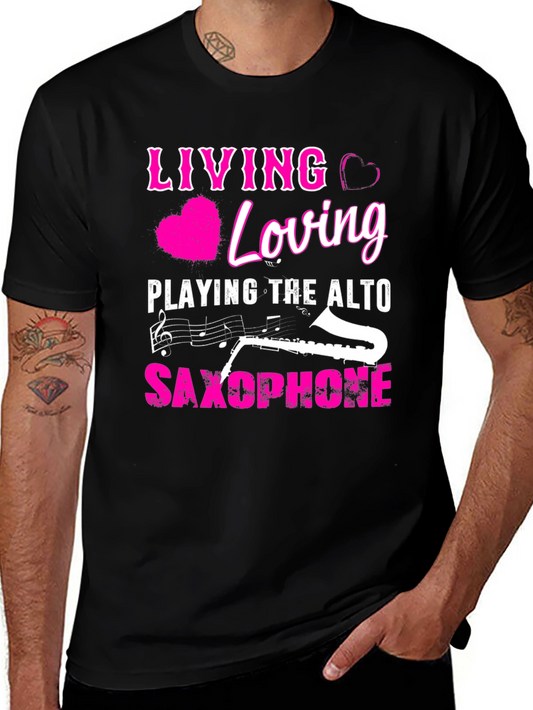 Living Loving Alto Saxophone Black T-Shirt