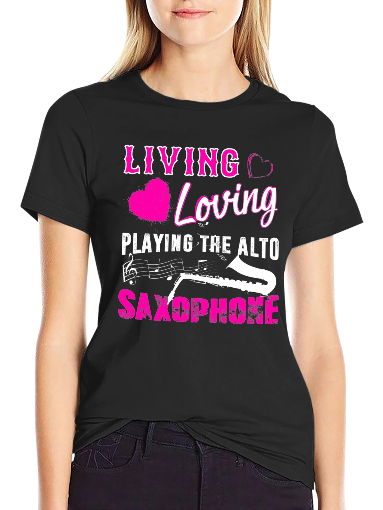 Living Loving Alto Saxophone Black T-Shirt