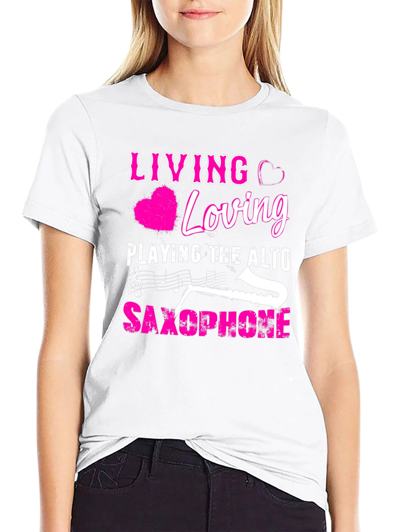 Living Loving Alto Saxophone Black T-Shirt