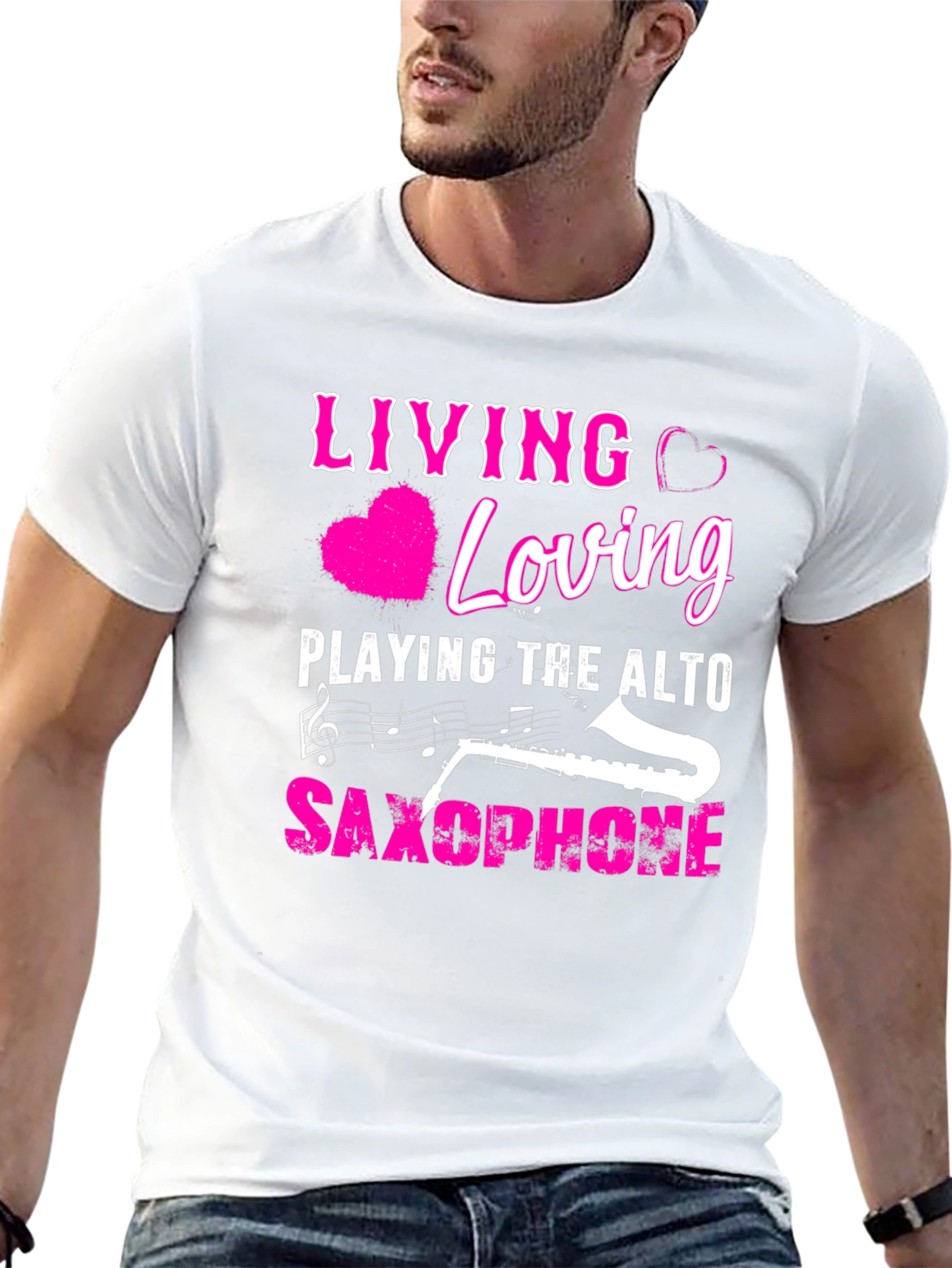 Living Loving Alto Saxophone Black T-Shirt