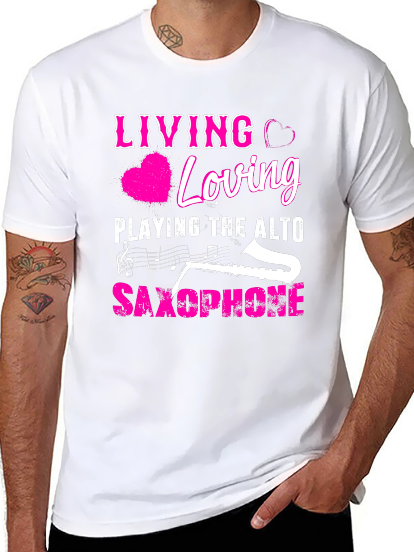 Living Loving Alto Saxophone Black T-Shirt