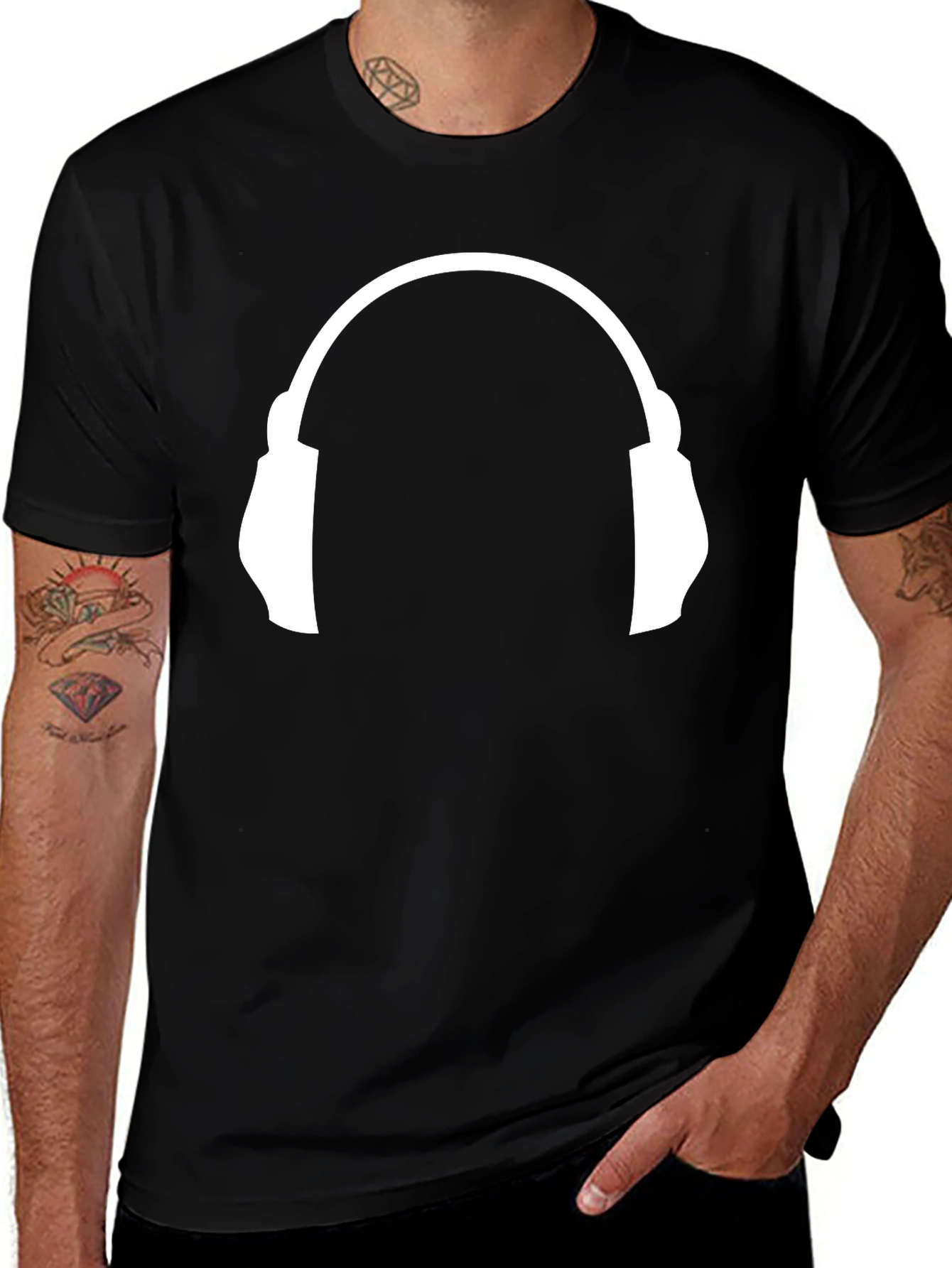 Headphone Graphic Tee - Music Lovers Black T-Shirt