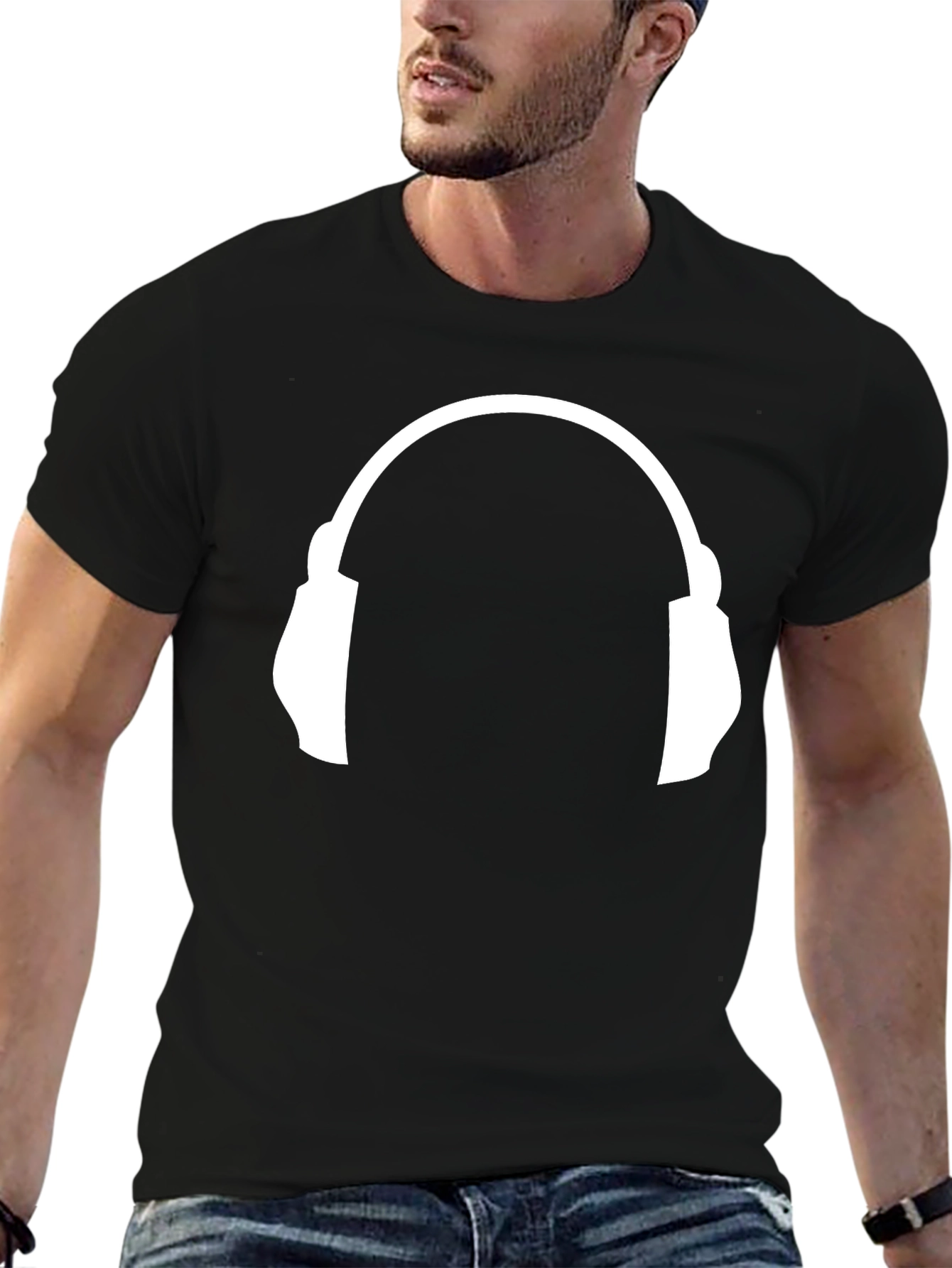 Headphone Graphic Tee - Music Lovers Black T-Shirt