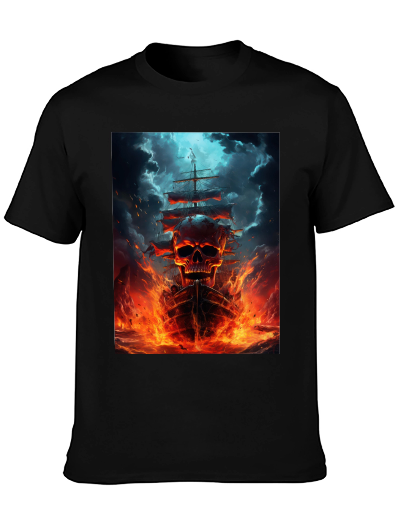 Skull Ship Graphic Black T-Shirt