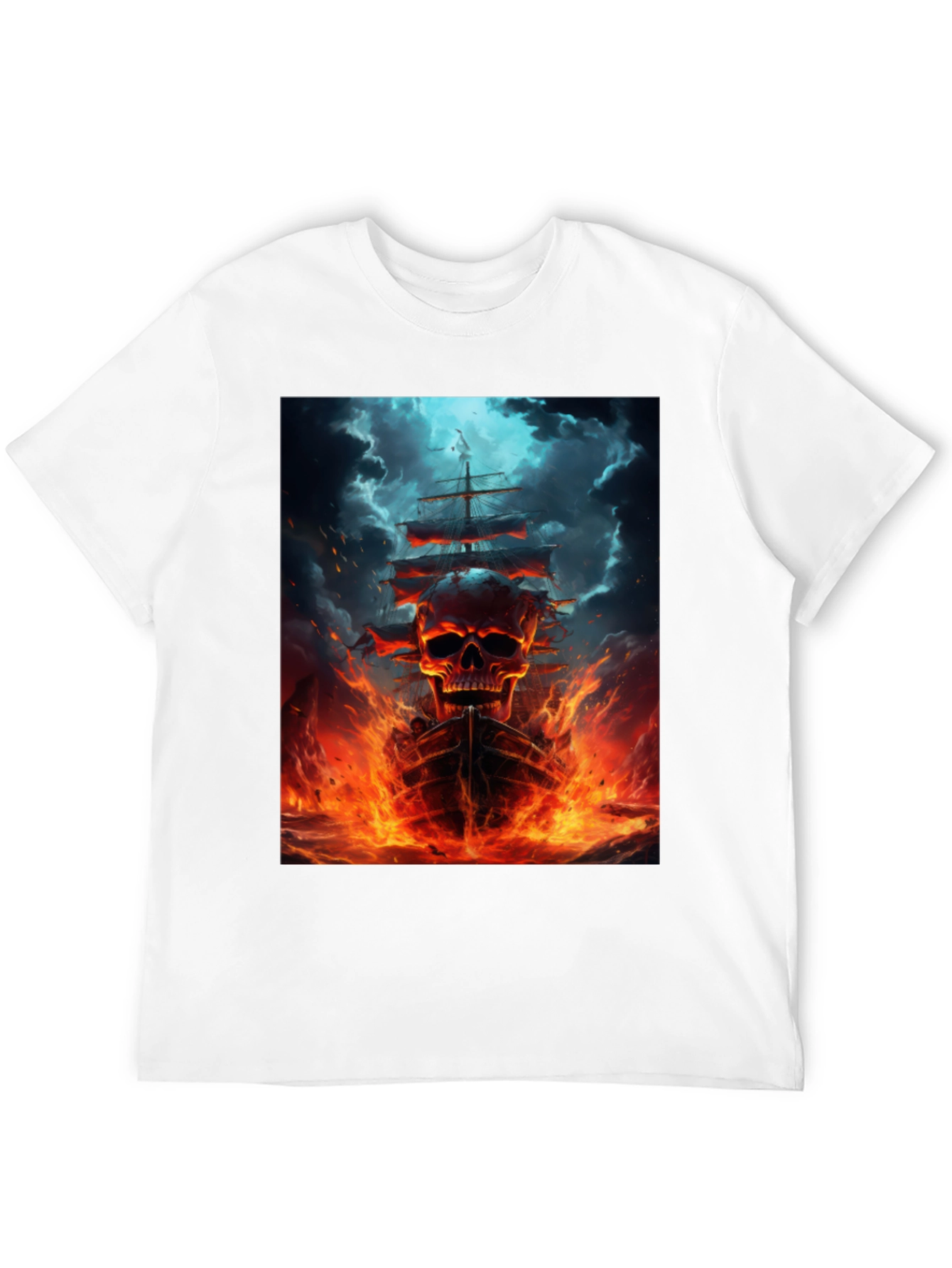 Skull Ship Graphic Black T-Shirt