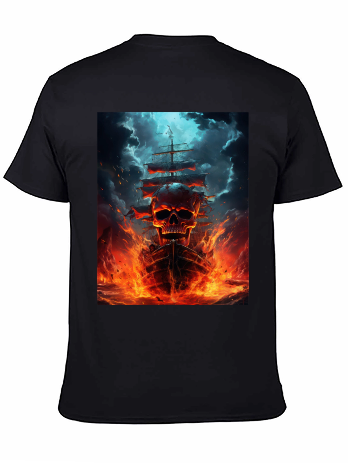 Skull Ship Graphic Black T-Shirt