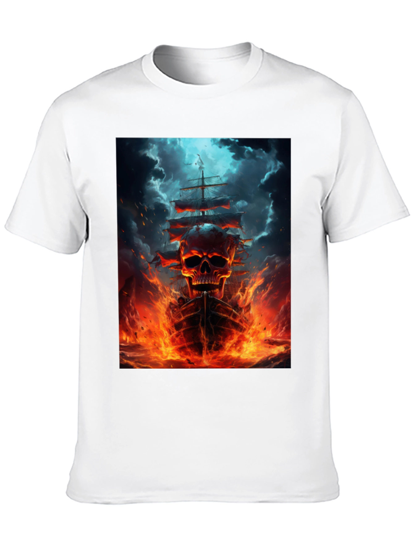 Skull Ship Graphic Black T-Shirt