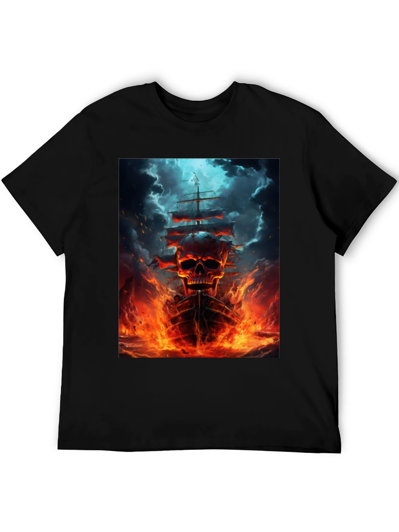 Skull Ship Graphic Black T-Shirt