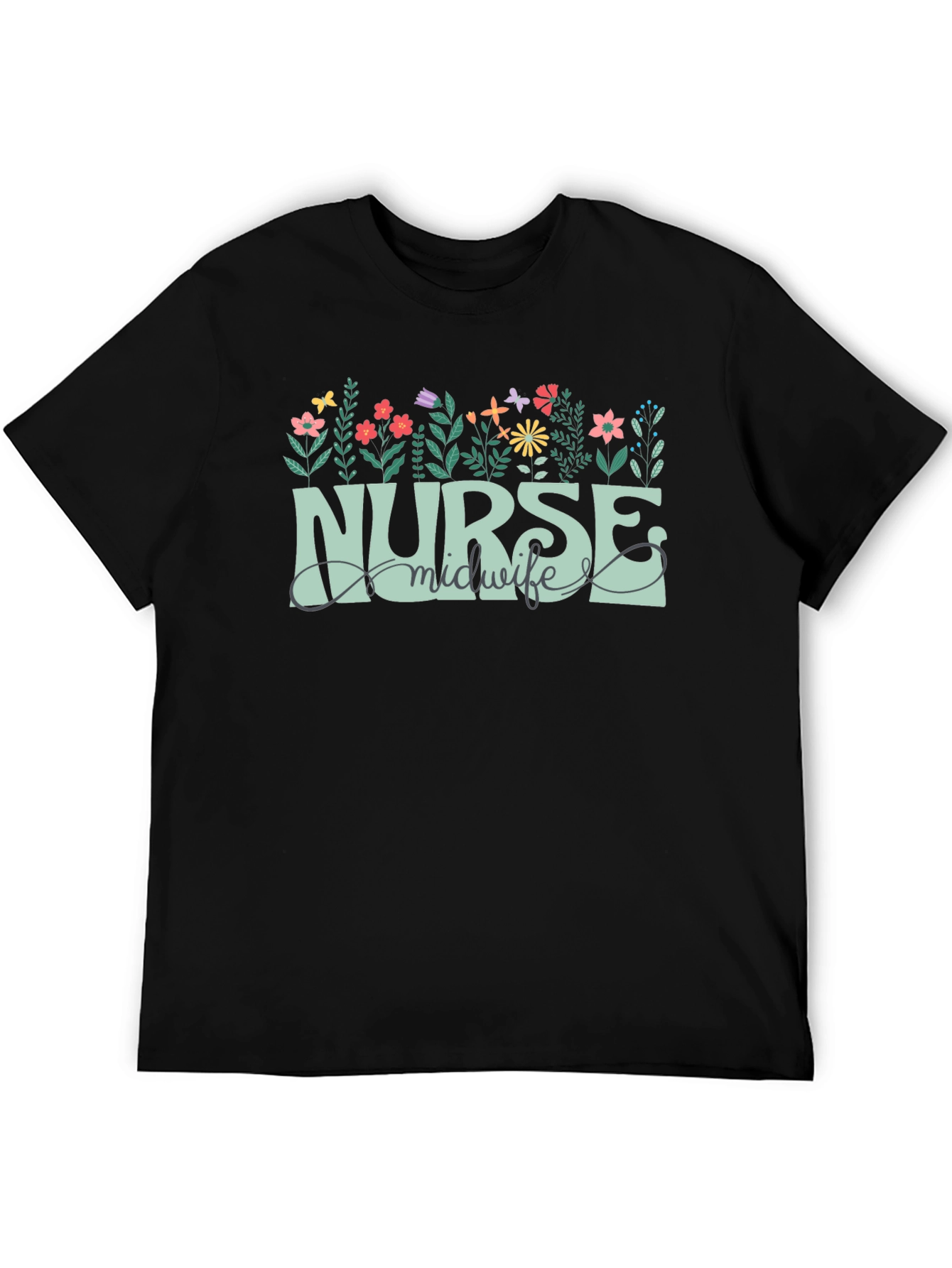 Nurse Midwife Floral Graphic T-Shirt