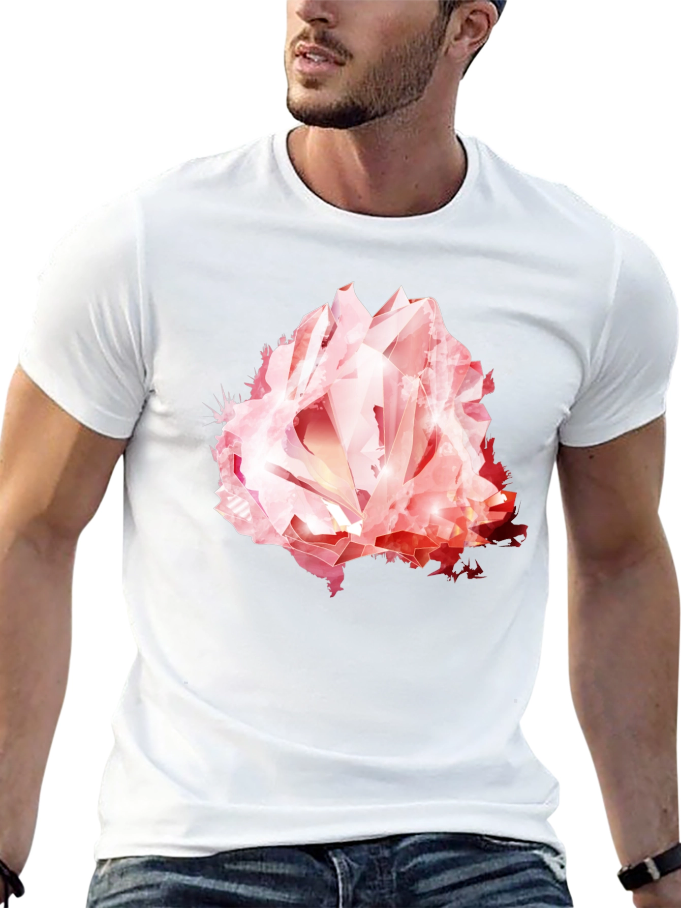 Geometric Crystal Rose Graphic Tee