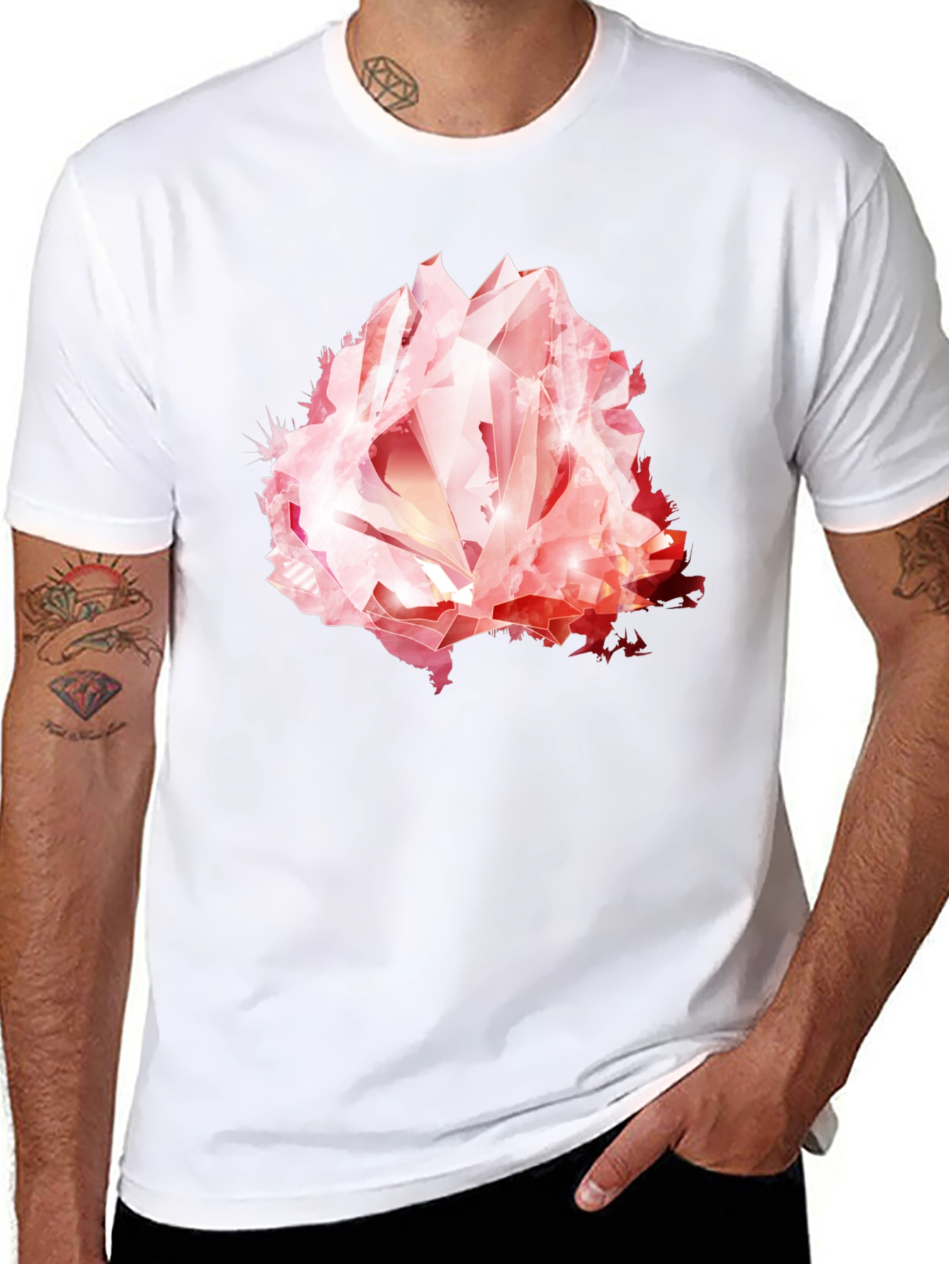 Geometric Crystal Rose Graphic Tee