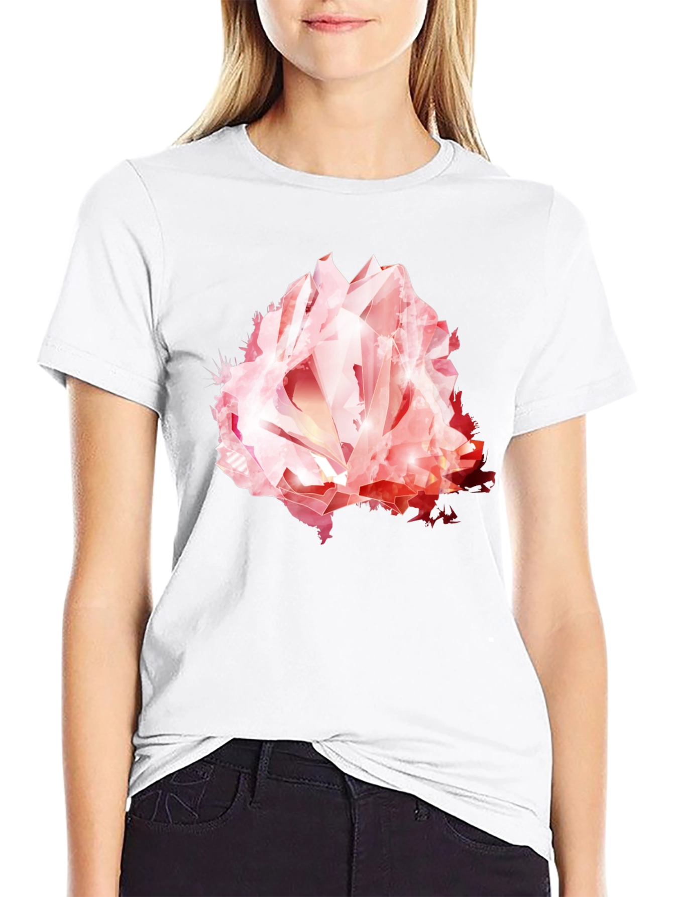 Geometric Crystal Rose Graphic Tee