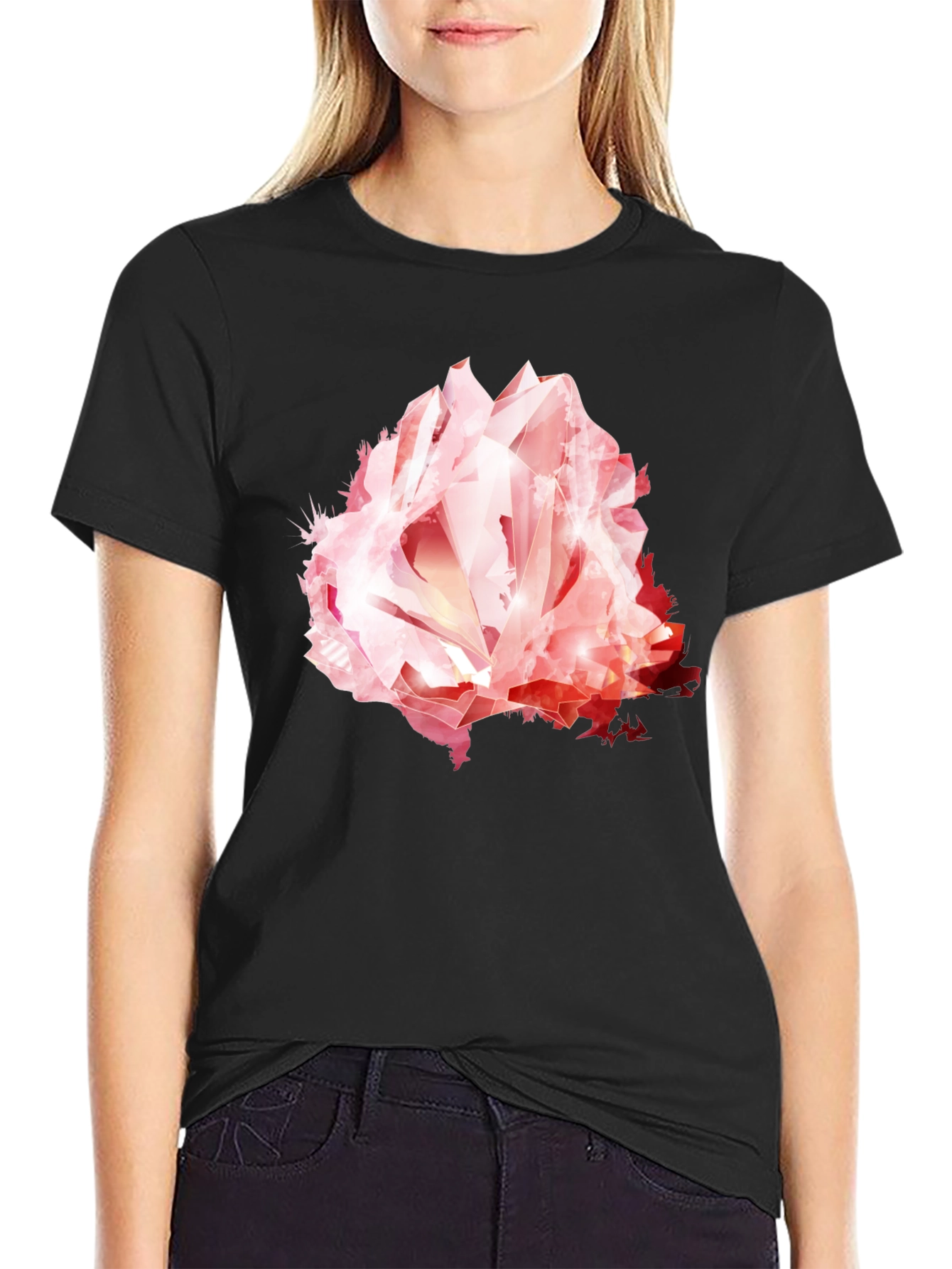 Geometric Crystal Rose Graphic Tee