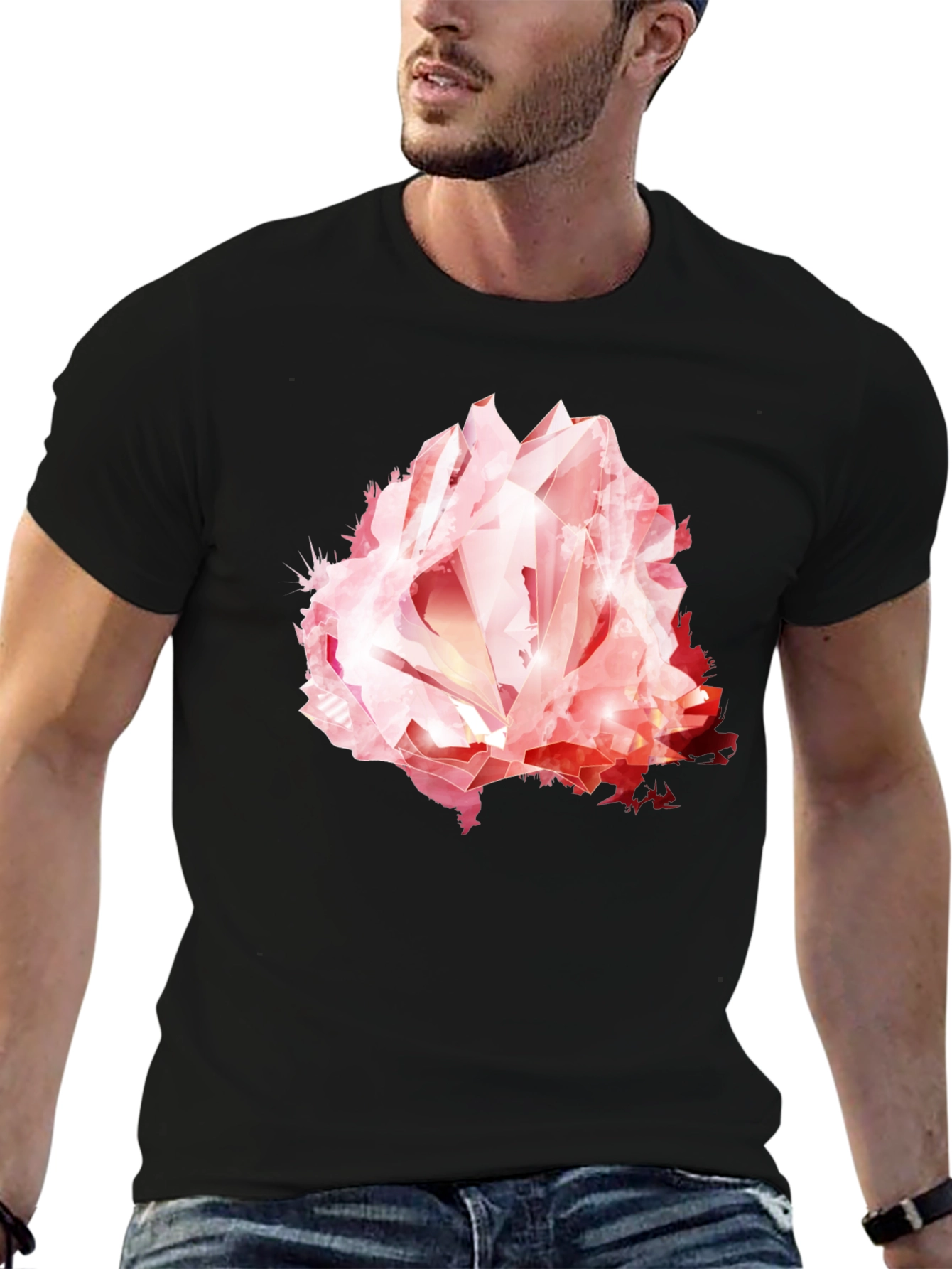Geometric Crystal Rose Graphic Tee