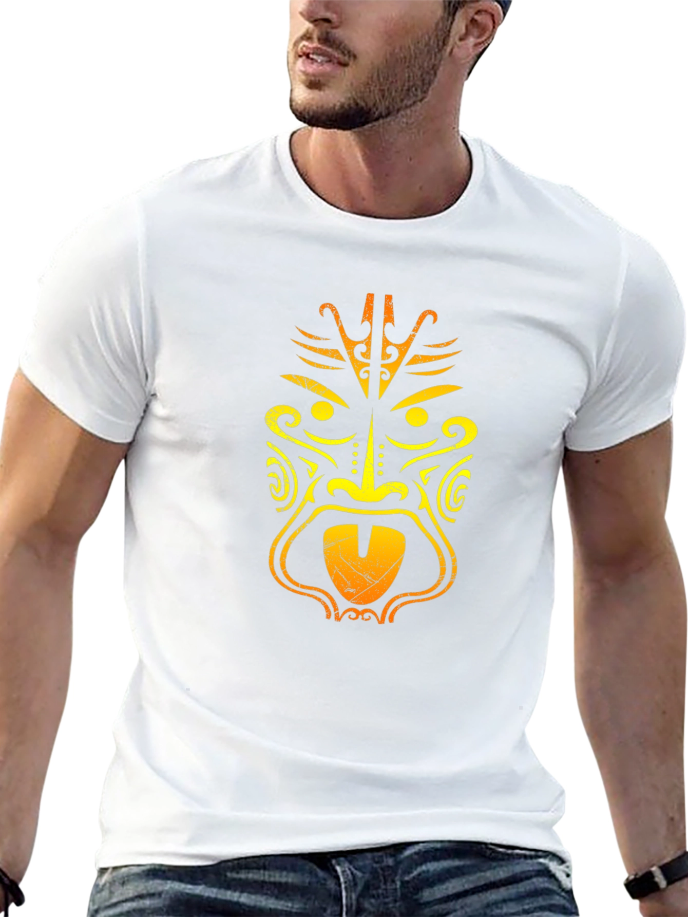 Tribal Mask Graphic Tee - Cool Black T-Shirt