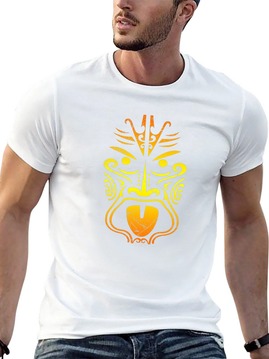 Tribal Mask Graphic Tee - Cool Black T-Shirt