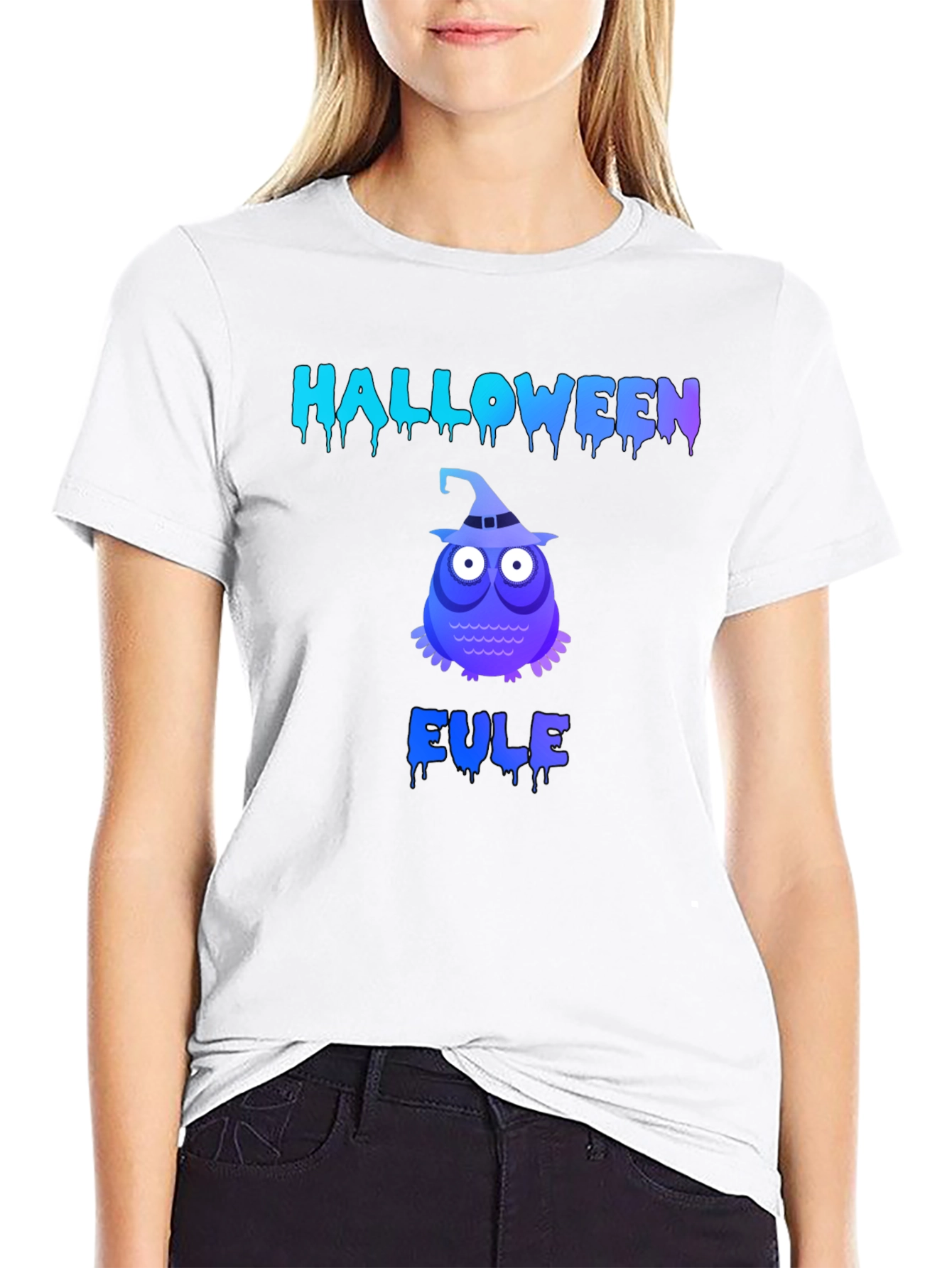 Halloween Owl Mens Black Graphic T-Shirt