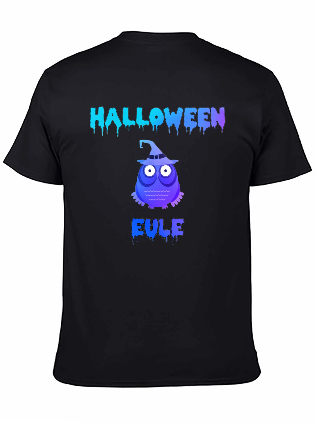 Halloween Owl Mens Black Graphic T-Shirt