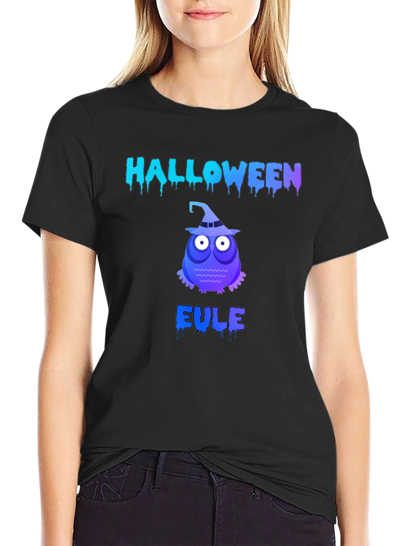 Halloween Owl Mens Black Graphic T-Shirt