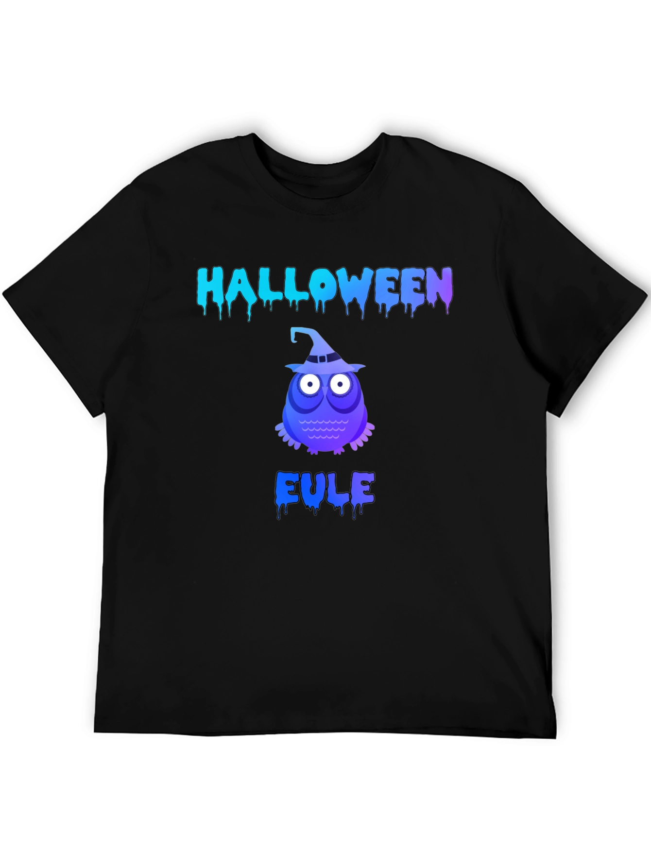 Halloween Owl Mens Black Graphic T-Shirt