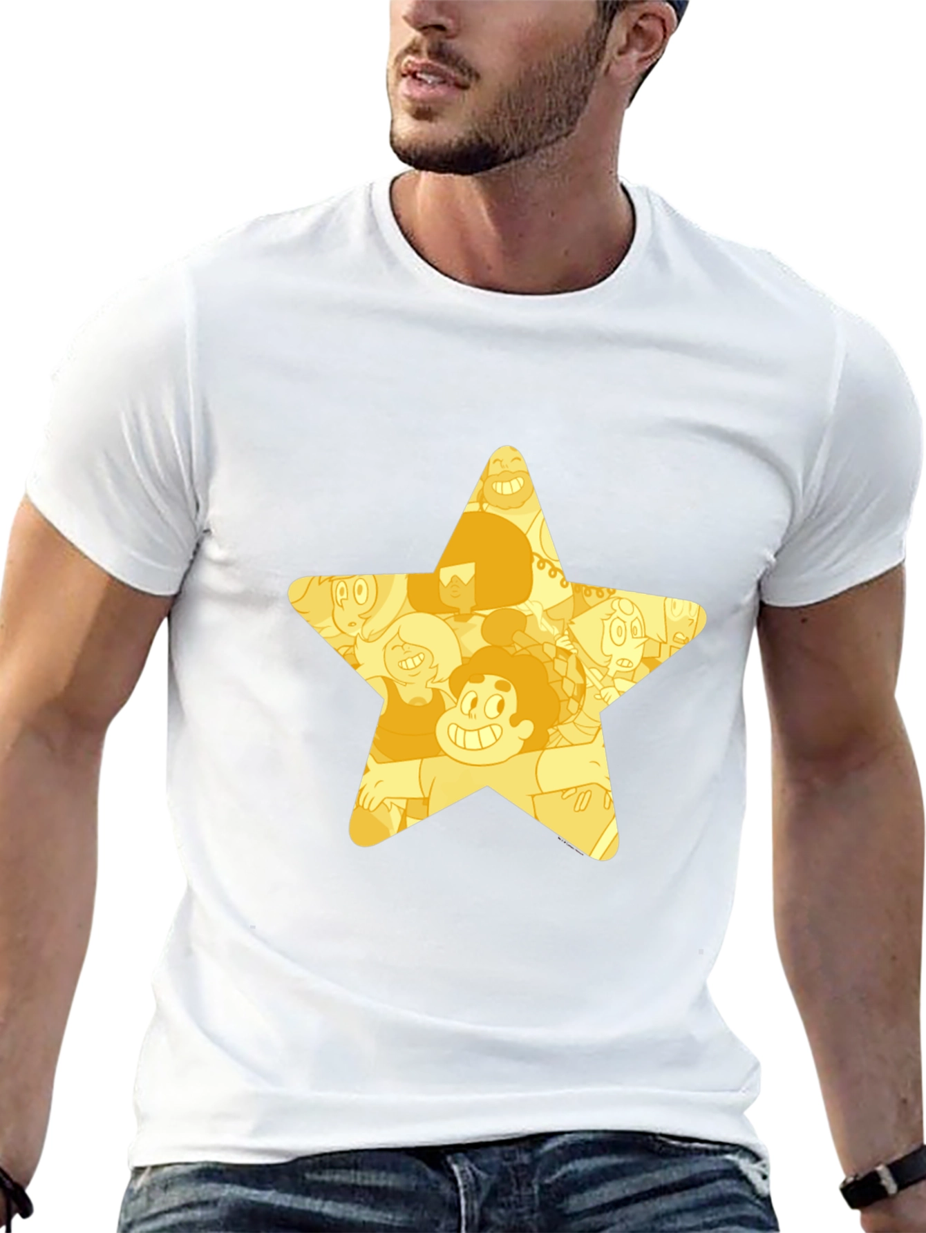 Star Cartoon Character Black T-Shirt