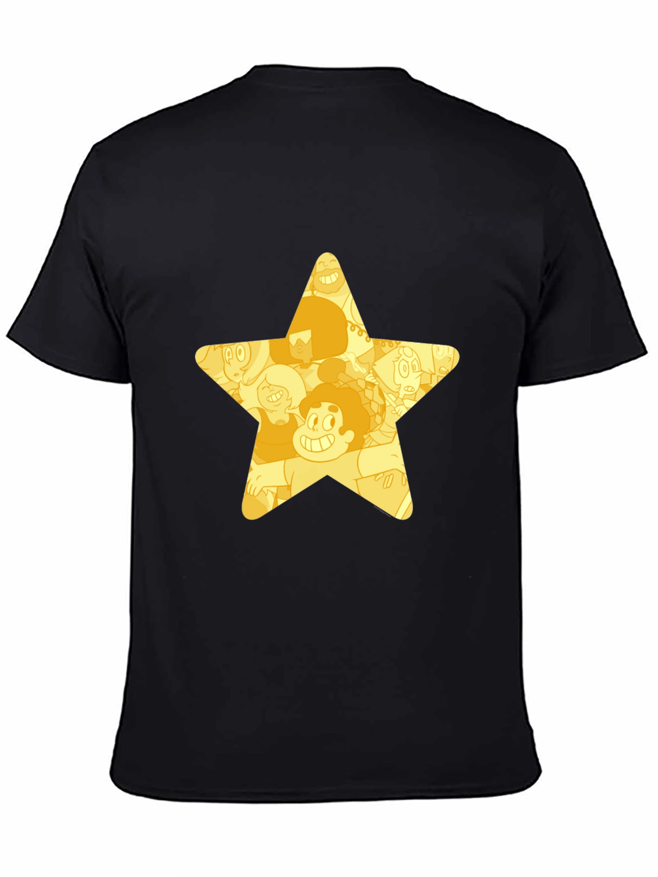 Star Cartoon Character Black T-Shirt
