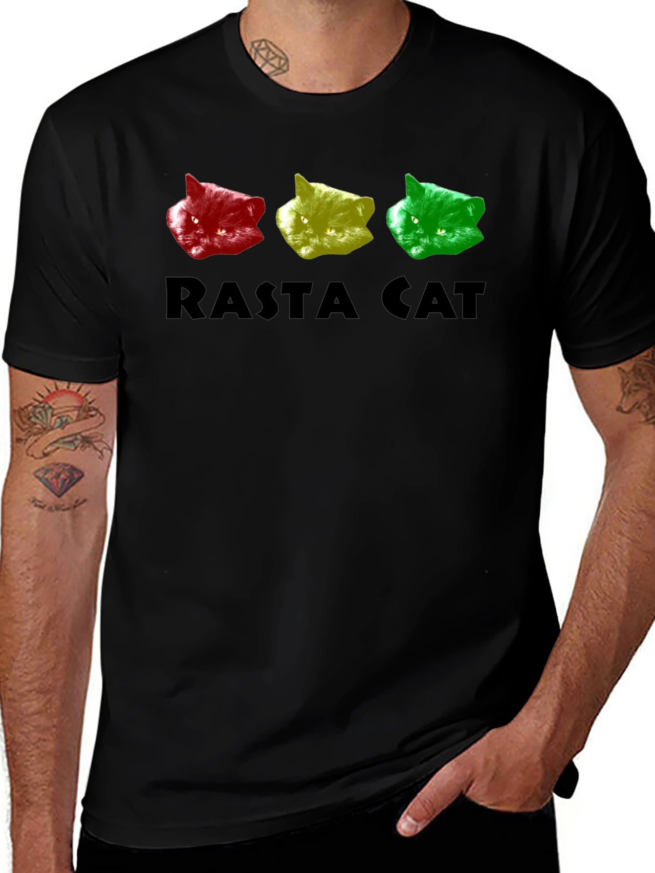 Rasta Cat Graphic Tee - Reggae Style Shirt