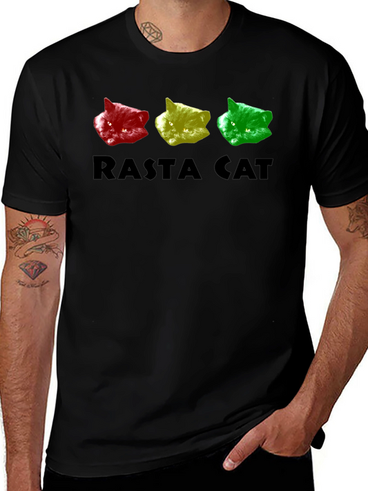 Rasta Cat Graphic Tee - Reggae Style Shirt