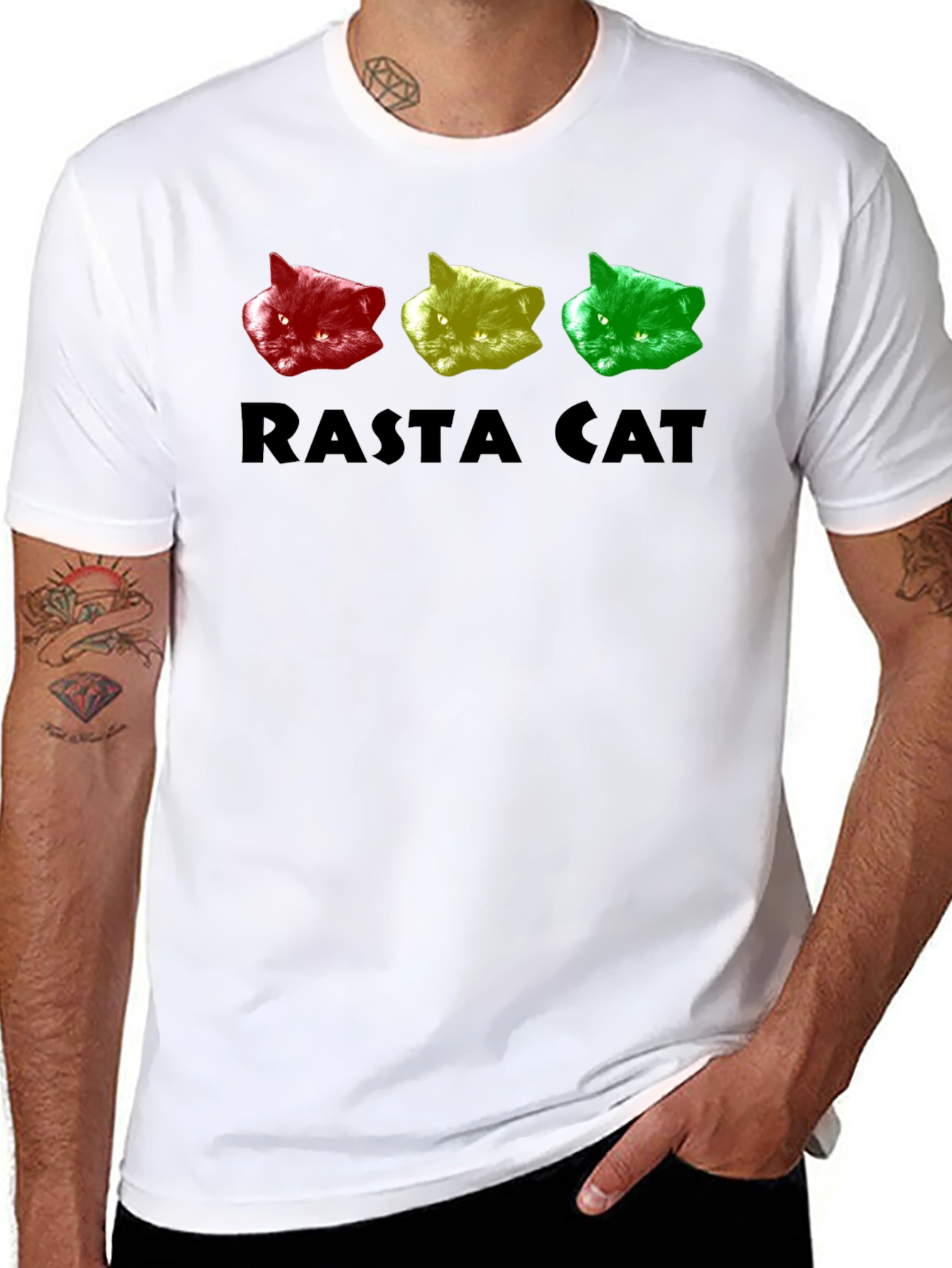 Rasta Cat Graphic Tee - Reggae Style Shirt
